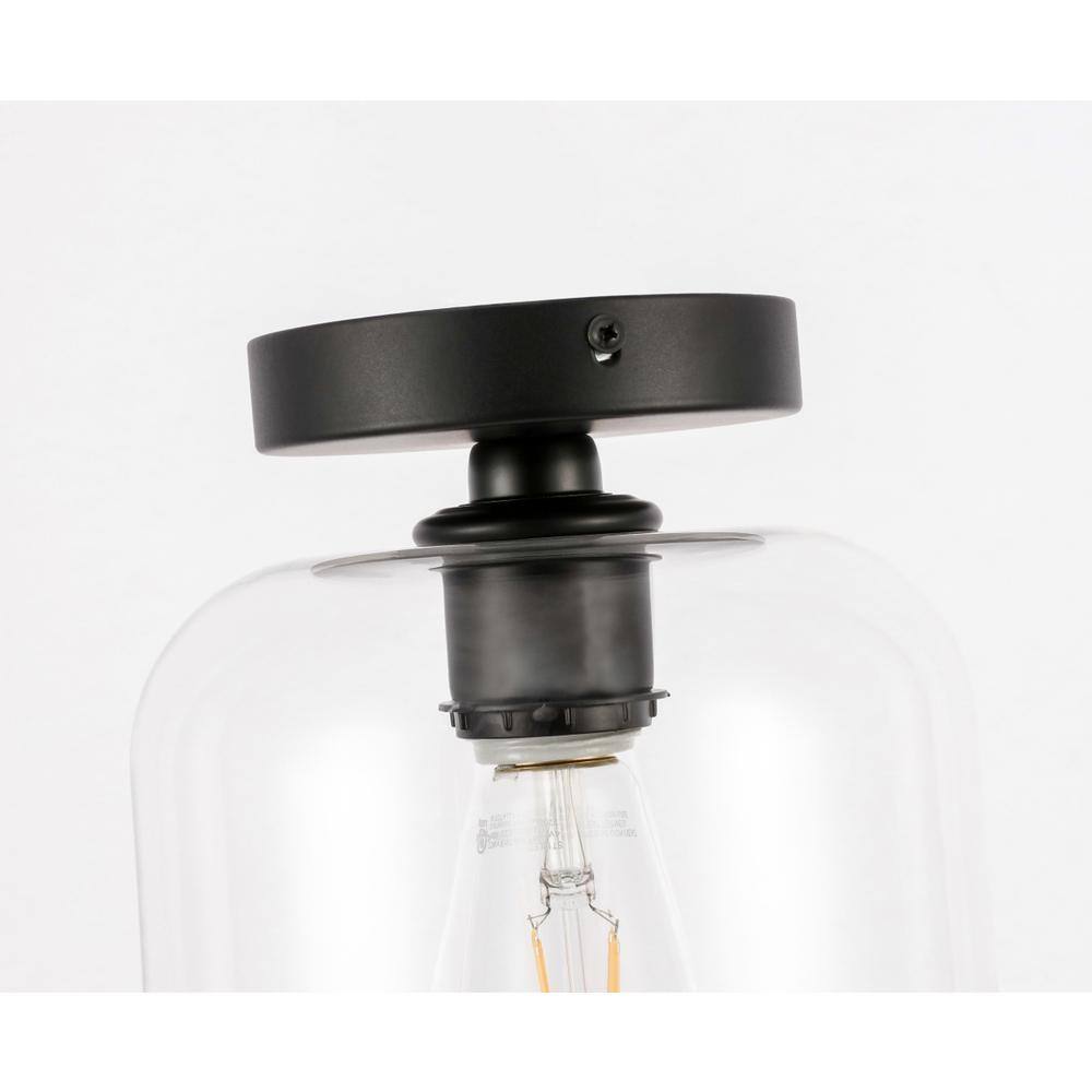 Alt View 2. Living District - Collier 1 light Black and Clear glass Flush mount - Black And Clear Glass.