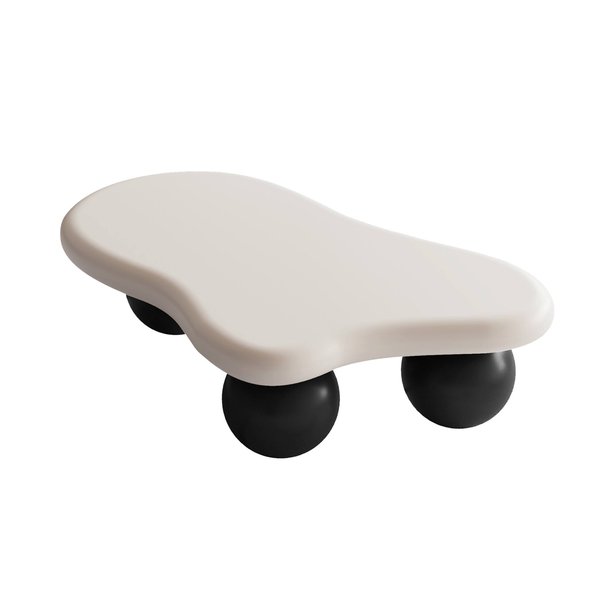 Alt View 4. Loheer - Loheer 47 Inch Modern Cloud Shaped Coffee Table White Top Black Legs - Black White.