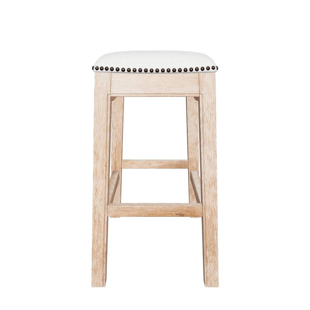 Alt View 9. Maven Lane - 26" Adrien Saddle Counter Stool In Weathered Oak Finish With Fabric Upholstery - Weathered Oak.