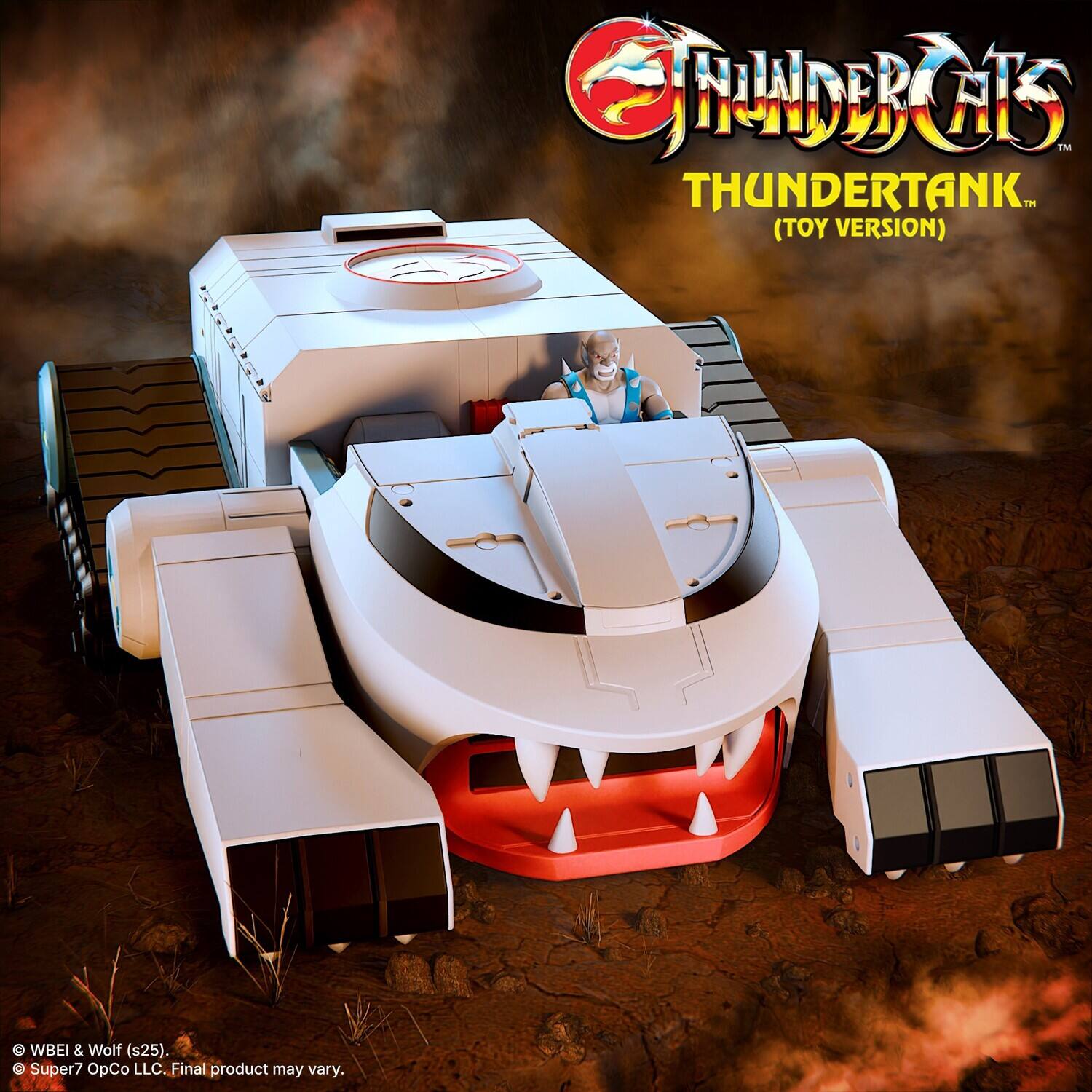 Thundercats  
ThunderTank (Toy Version)  
© WBEI & Wolf (s25).  
© Super7 OpCo LLC. Final product may vary.