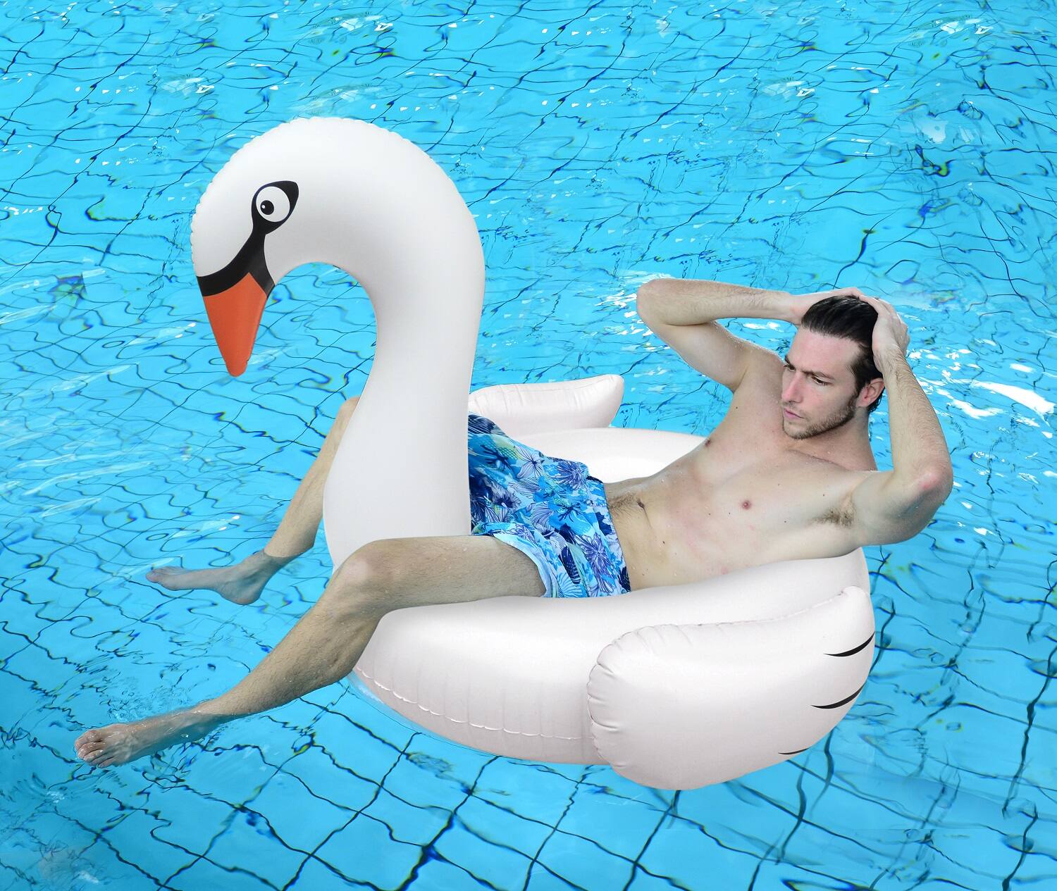 Alt View 5. Pool Central - 53.5" Inflatable White Swan Swimming Pool Ring Float - White.