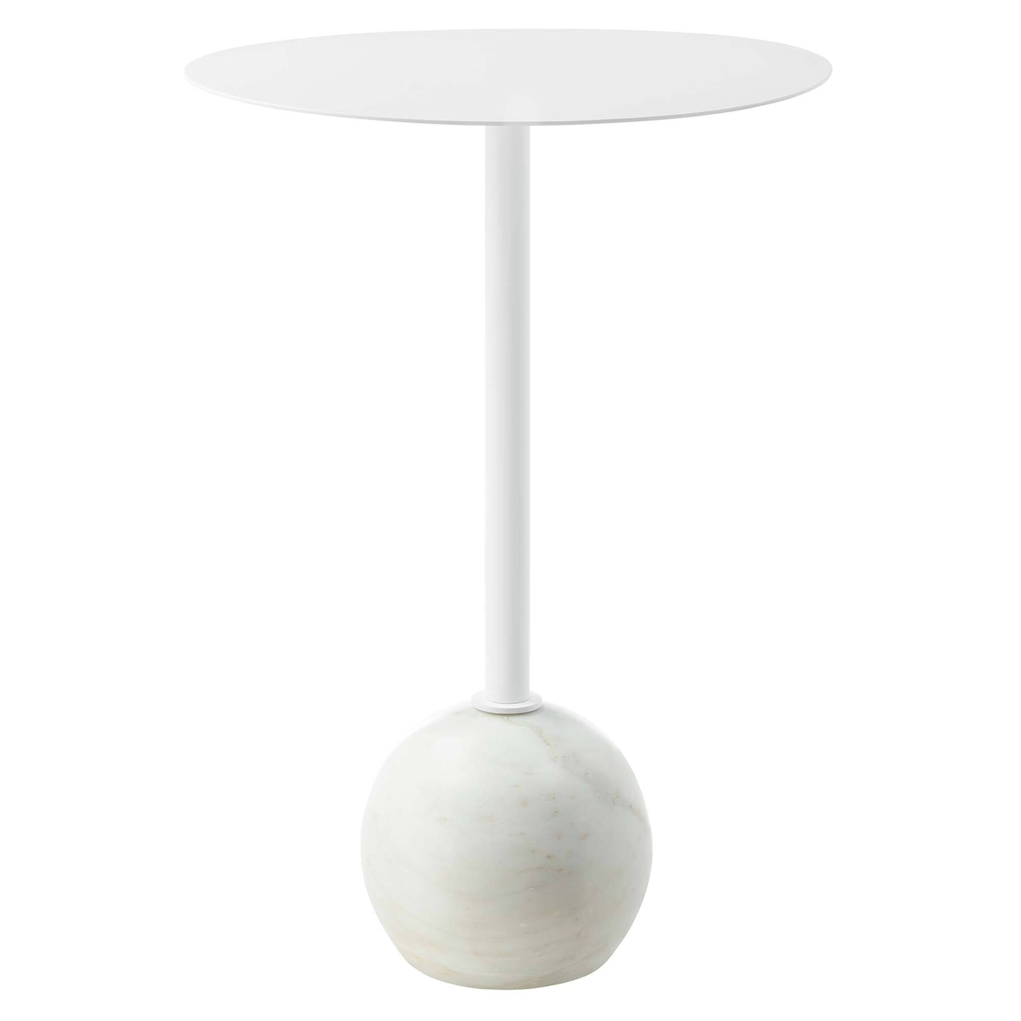 Angle. Modway - Aliza Round White Marble Side Table by Modway - White White.