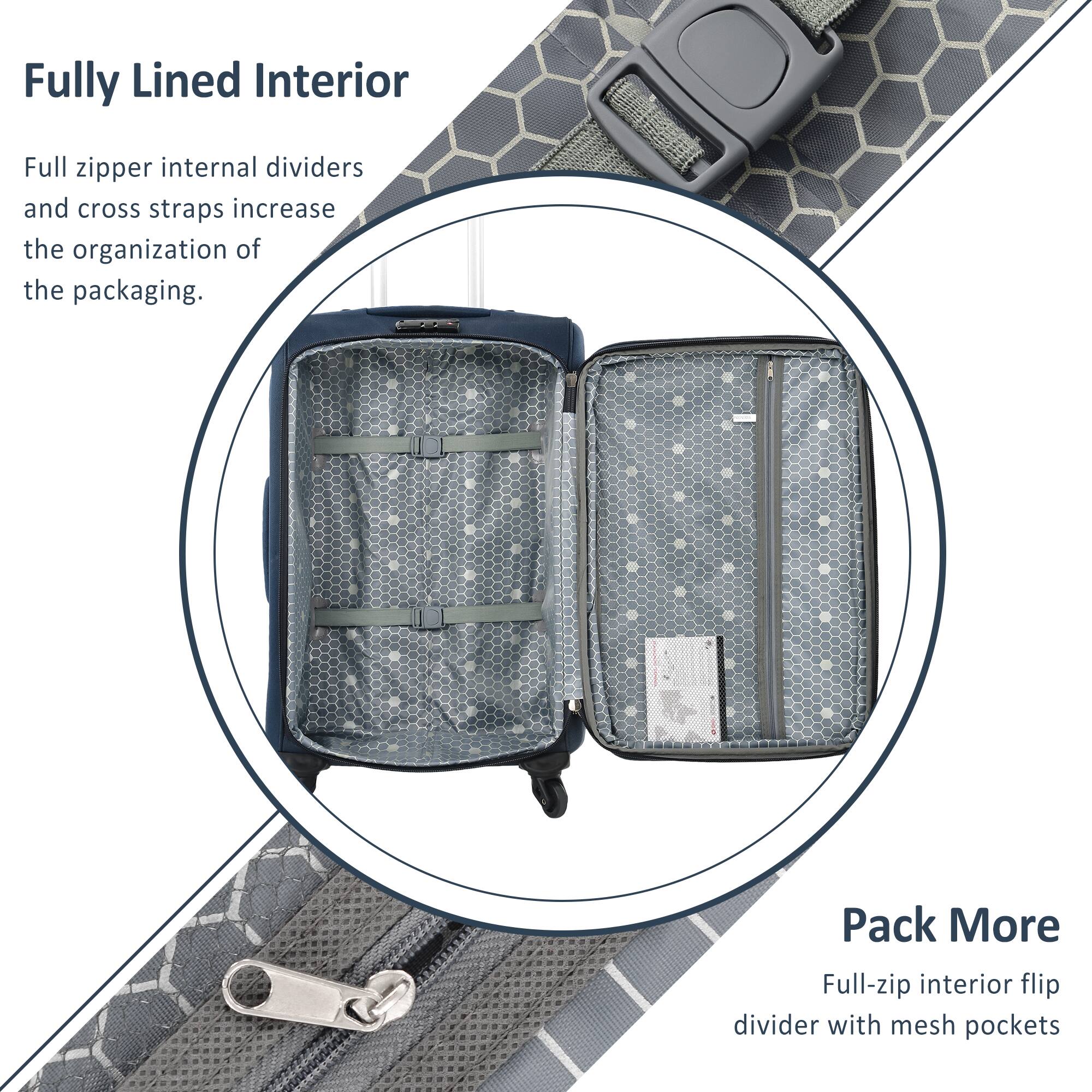 Fully Lined Interior

Full zipper internal dividers and cross straps increase the organization of the packaging.

Pack More

Full-zip interior flip divider with mesh pockets