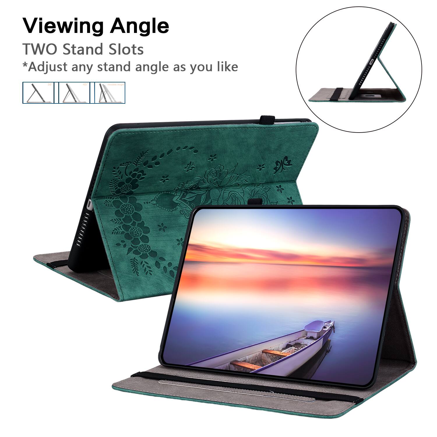 Viewing Angle  
TWO Stand Slots  
*Adjust any stand angle as you like