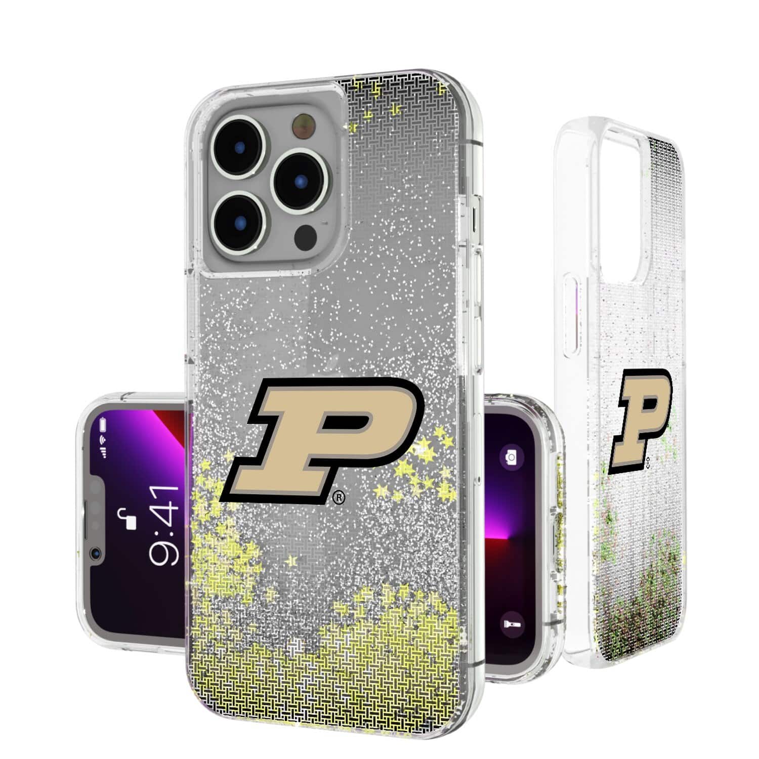 Keyscaper - NCAA - Purdue Boilermakers Linen Logo iPhone Glitter Case - 13 - Multicolor