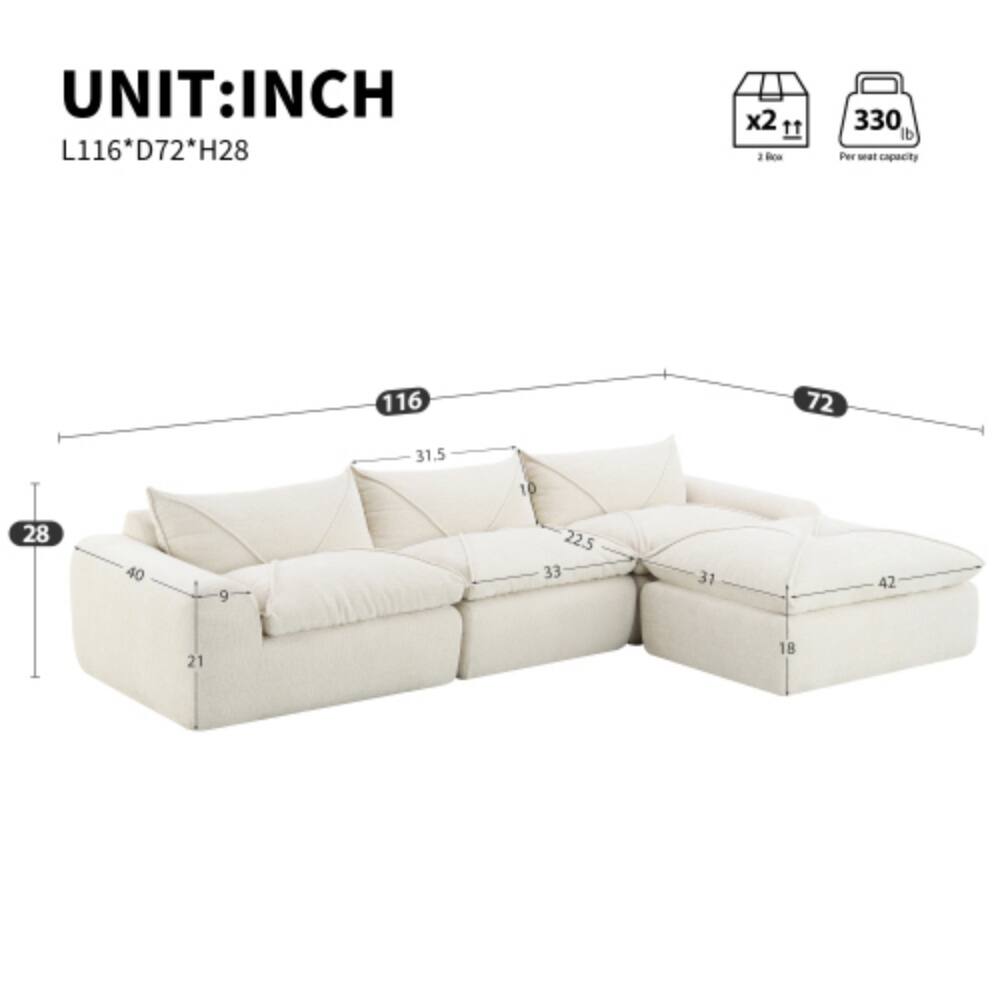 UNIT: INCH  
L116*D72*H28  

x2 11  
330 lb Per seat capacity  

116  
72  
31.5  
10  
28  
40  
1  
9  
22.5  
33  
31  
42  
21  
18