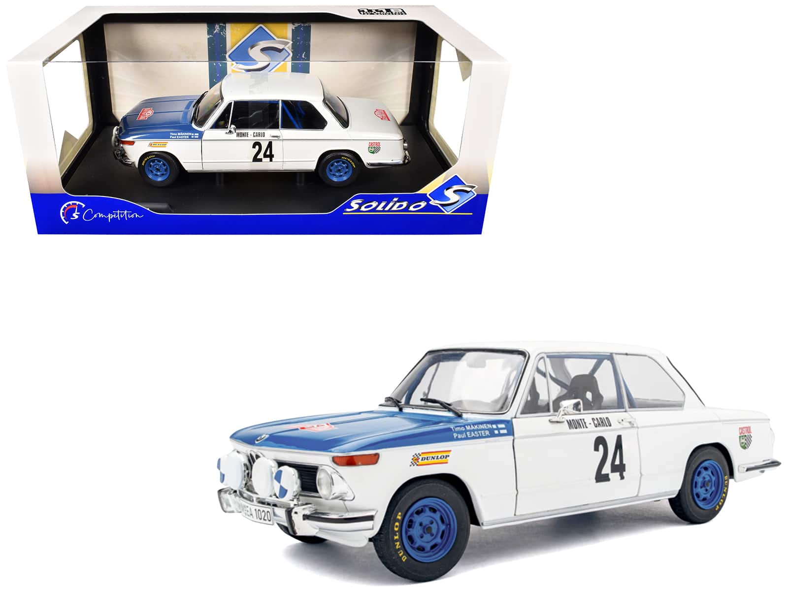 Solido - BMW 2002 Tii #24 Timo Makinen - Paul Easter 2nd Place "Rallye Monte-Carlo" (1969) "Competition" 1/18 - Multicolor