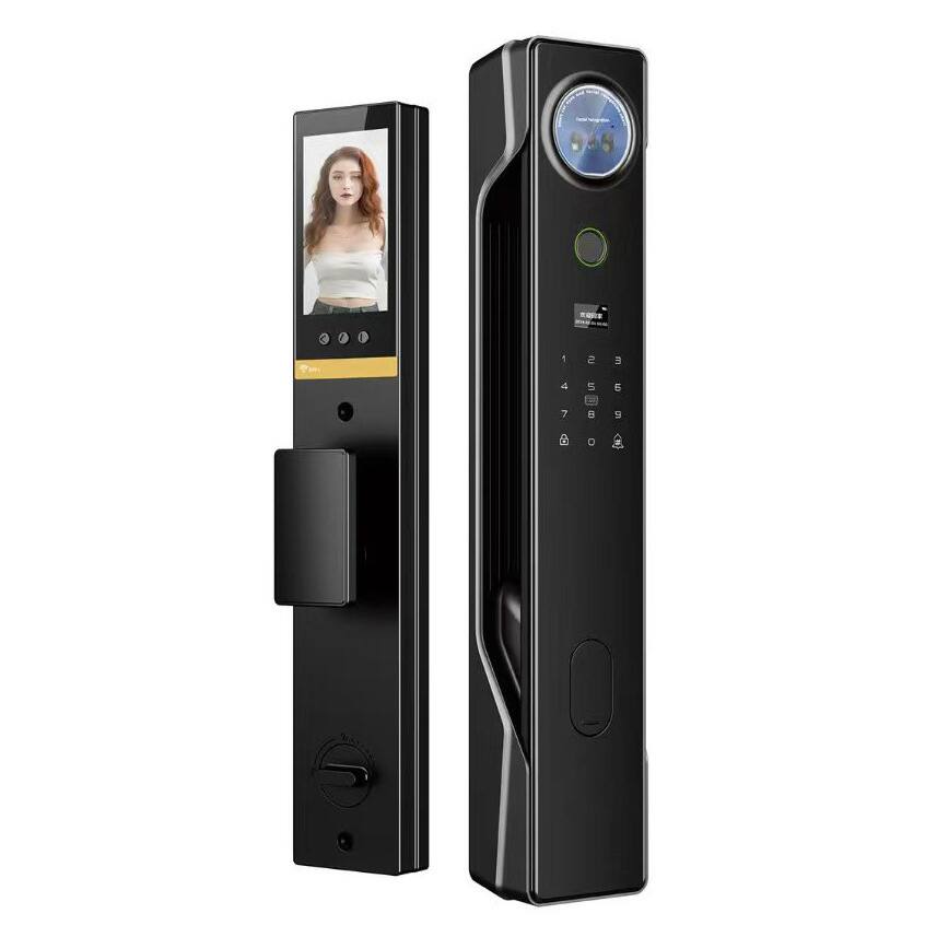 Front. Cluzine - Tuya WiFi Smart Door Lock RFID Digital Handle with Cat Eye Camera Intercom.