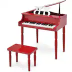 Front. Gymax - Gymax 30-Key Classic Baby Grand Piano Toddler Toy Wood w/ Bench & Music Rack Red - Red.