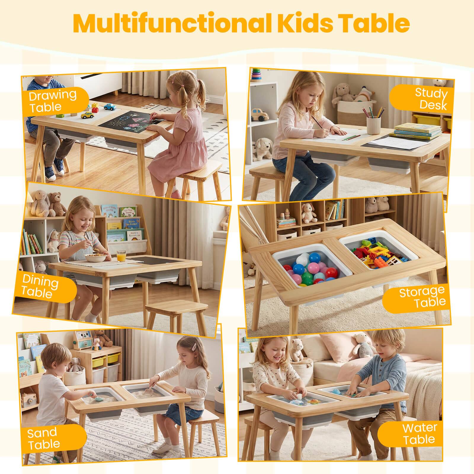 Multifunctional Kids Table Drawing Table Study Desk: Dining Table Storage Table ANLAS Sand Table Water Table