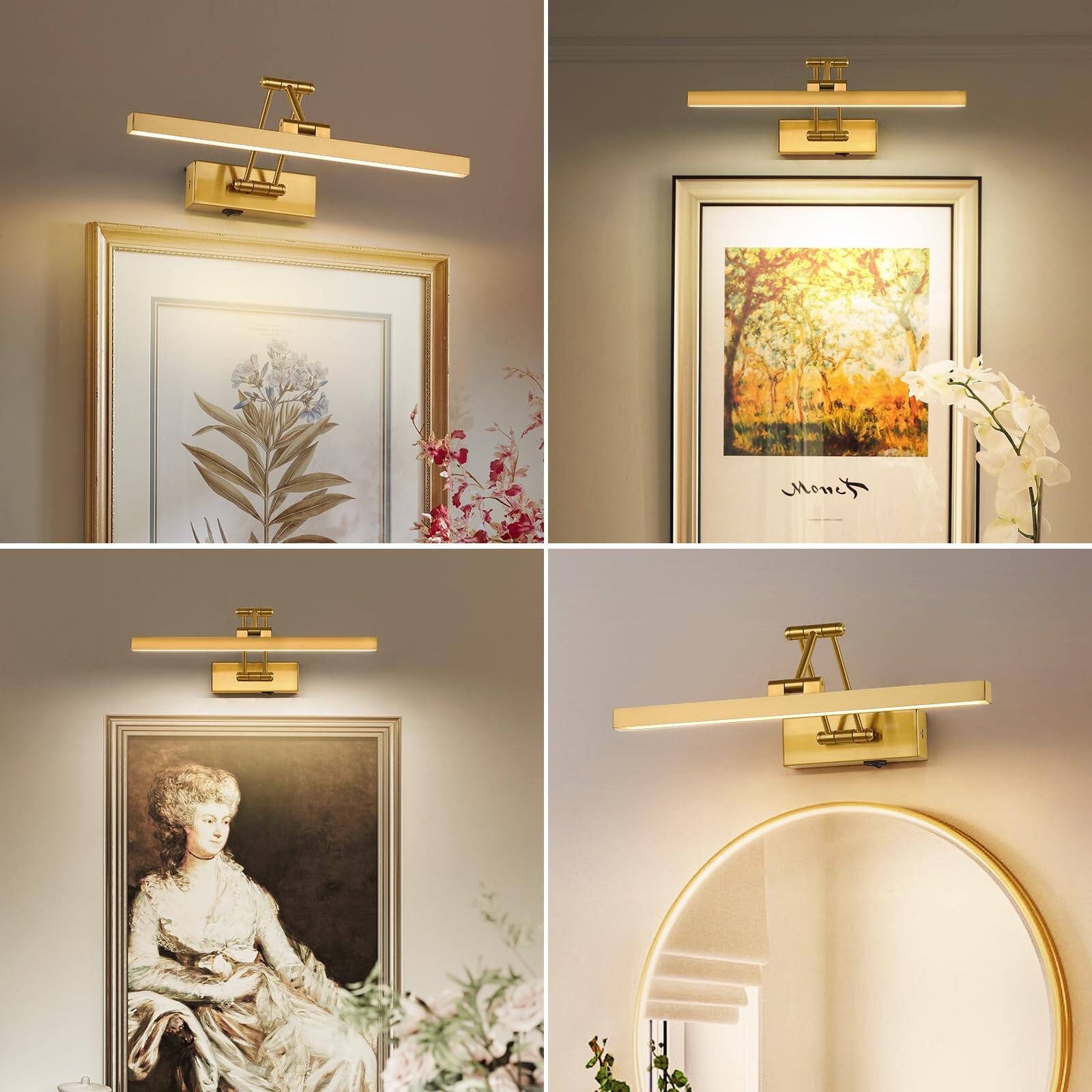 Back. TECH SAFARI - Picture Light Operated Brass Inch Long Rechargeable Wall Lights Dimmable Led Library With Swing Arm And T - Battery Operated Brass 15.7 inch.