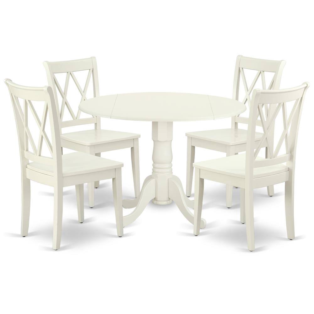 Back. East West Furniture - Dining Room Set Linen White - Brown.