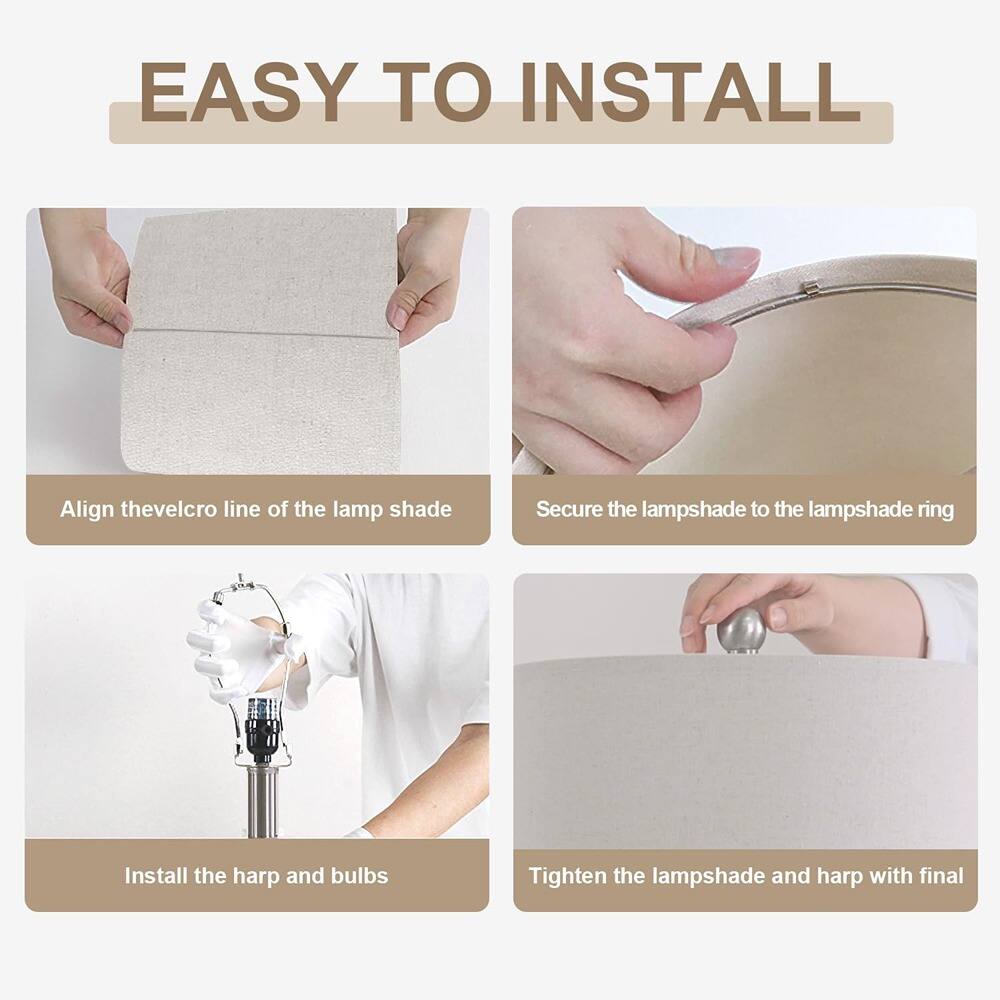 Alt View 1. RTMB - Set of 2 White Ceramic Bedside Lamps, Modern Farmhouse Table Lights 20.5".