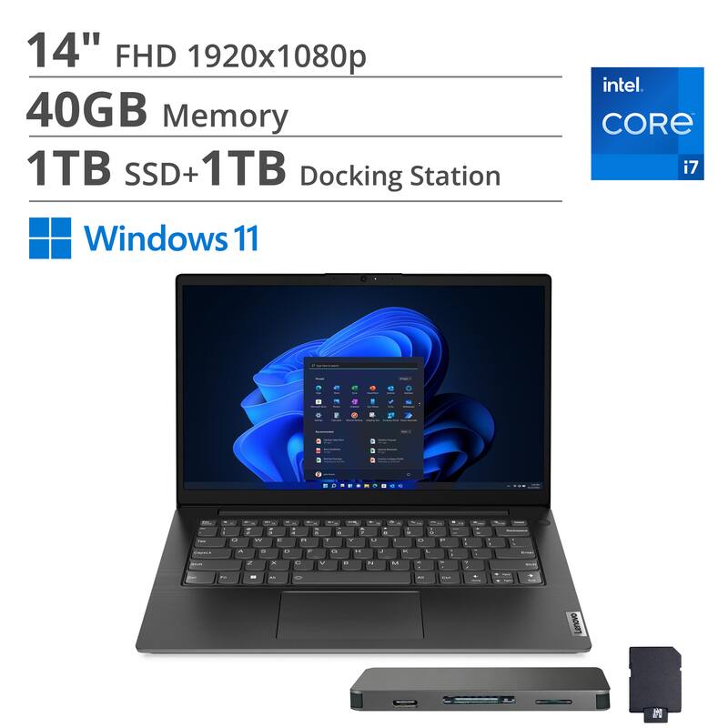 14" FHD 1920x1080p  
40GB Memory  
1TB SSD + 1TB Docking Station  
Intel Core i7  
Windows 11  
Lenovo