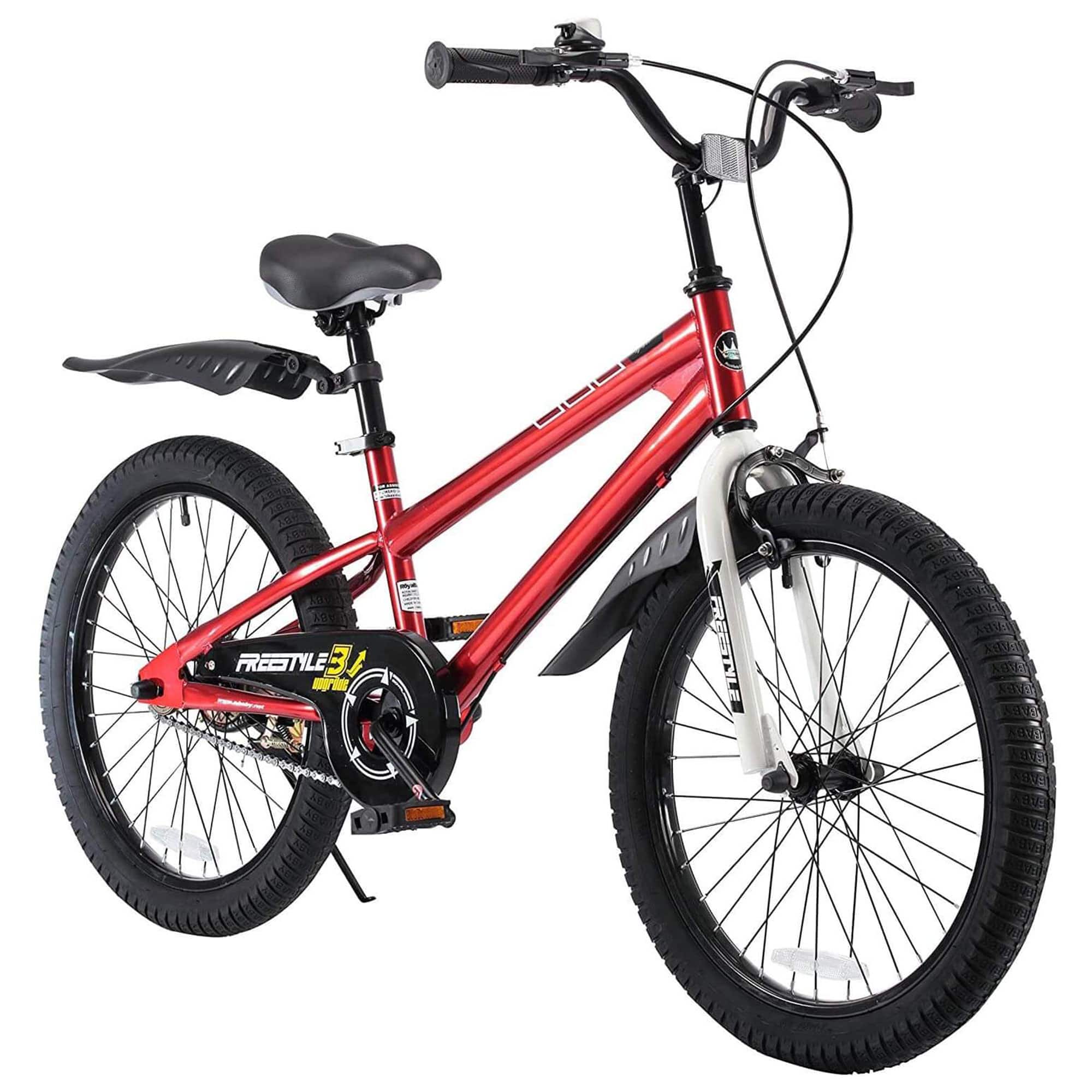 RoyalBaby - Freestyle Outdoor Kid's Sporty Bicycle with Kickstand, 20 Inch, Black - Red