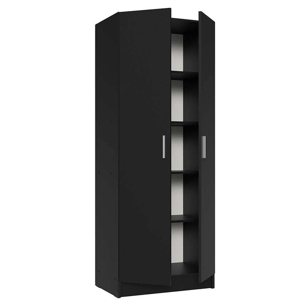 Back. Madesa - Madesa Kitchen Pantry Storage Cabinet 2 Doors with 5 Utility Shelves 23"L Wooden Organization Unit for Kitchen - Black - Black.