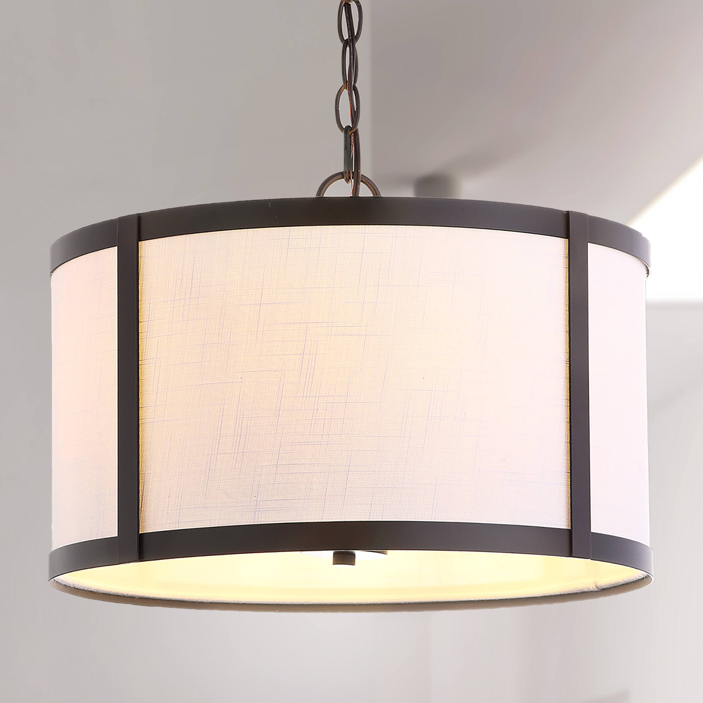 Alt View 1. Jonathan Y - Thatcher 17" Metal LED Pendant Light, Oil Rubbed Bronze/White - Oil Rubbed Bronze.