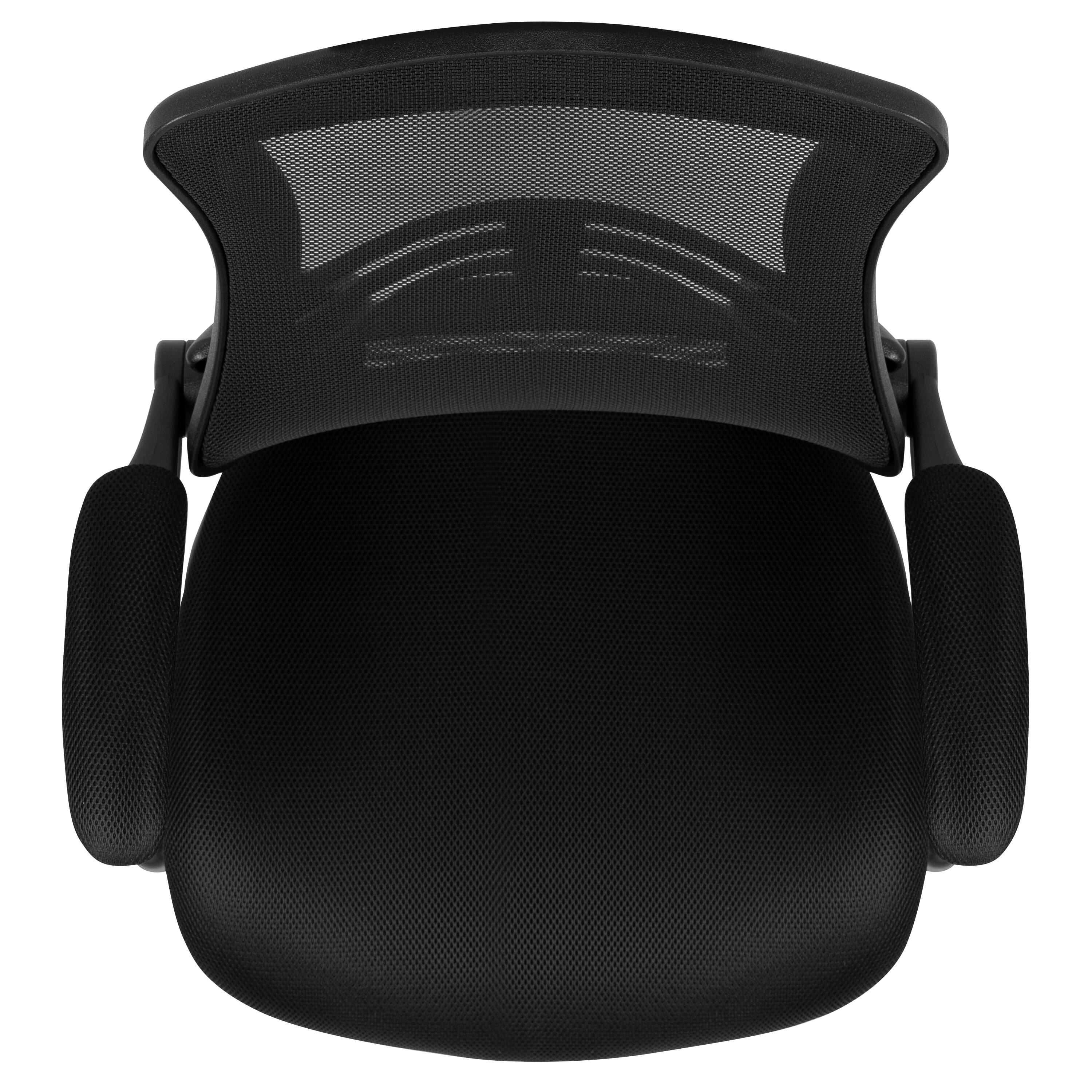Alt View 9. Emma + Oliver - Mid-Back Mesh Swivel Ergonomic Task Office Chair with Flip-Up Arms - Black Mesh/Black Frame.