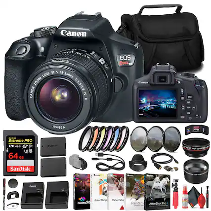 R Canon BOREO S / EF-S LENS 18-55mm ZOOM 1:3.5-5.6 CANON IS II EOS REBEL T6 Canon i N O 9 8 D2 DP 50 SET A - WE t 58mm SanDisk Extreme PRO 170 MB/s V30 I 1 64 GB Canon N MC 20 AF HOH DEFINITION SanDisk CAMPR COREL Co come L A U2E | S6o Pier .......... VideoStu PE PaintShop PHOTOSM Painter: AfterShot Pro essentials AIN i H FAVE .. .. SA