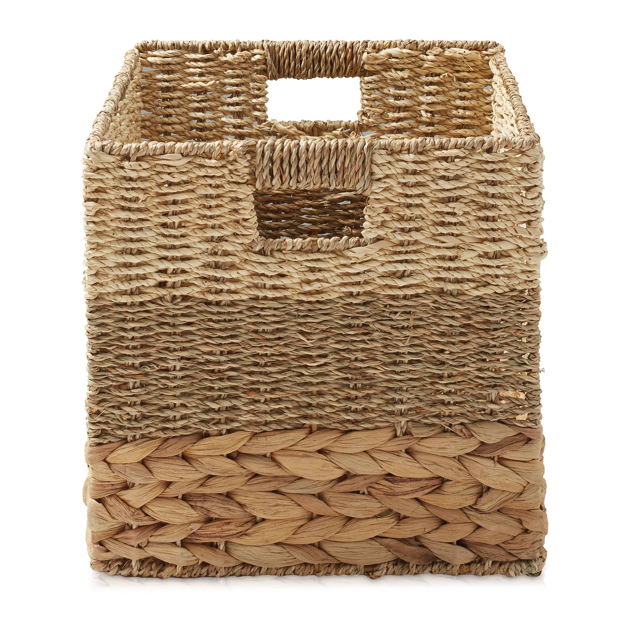 Alt View 3. Casafield - 10.5 x 10.5-in Water Hyacinth Storage Baskets  - 4 Pack - Natural, Mixed Weave.