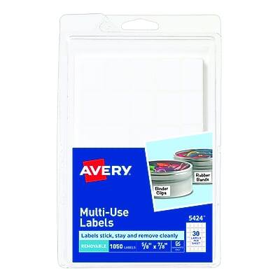 AVERY  
Rubber Bands  
Binder Clips  
Multi-Use 5424 Labels  
Labels stick, stay and remove cleanly  
30 LABELS  
1050 LABELS  
5/8" x 7/8"