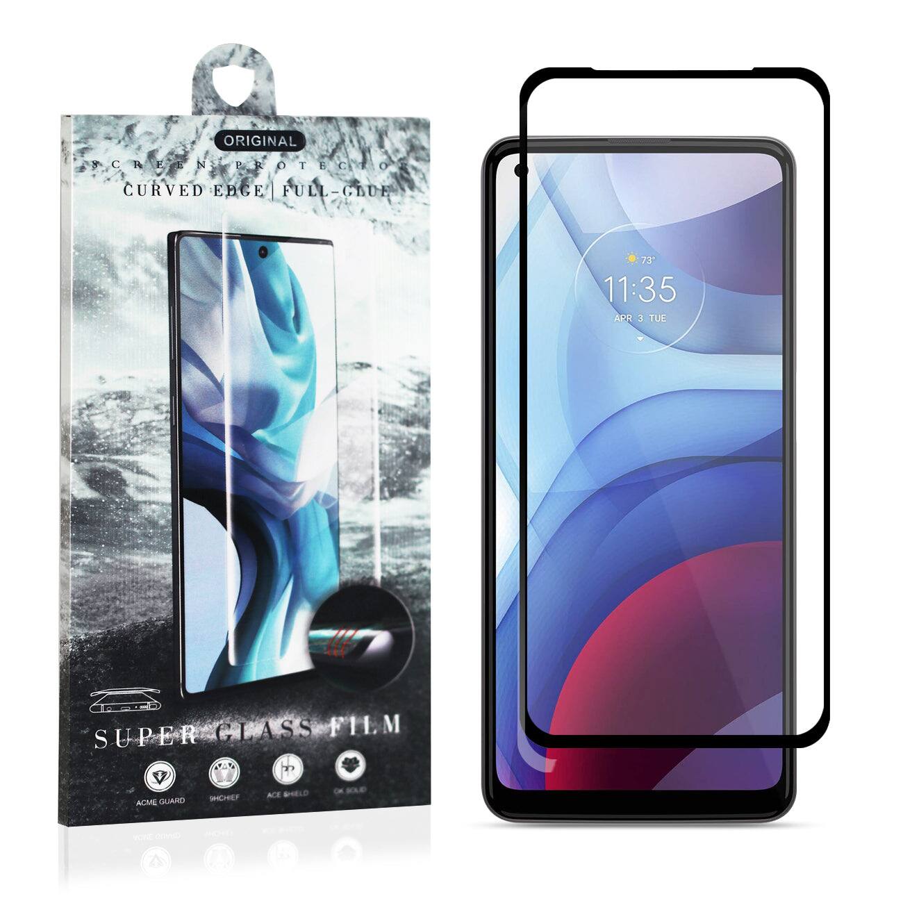 ORIGINAL  
SCREEN PROTECTION  
CURVED EDGE | FULL-GLUE  

SUPER GLASS FILM  

ACME GUARD  
SHCHEEF  
ACE SHIELD  
OK SHIELD  

11:35  
APR 3 TUE  
73°