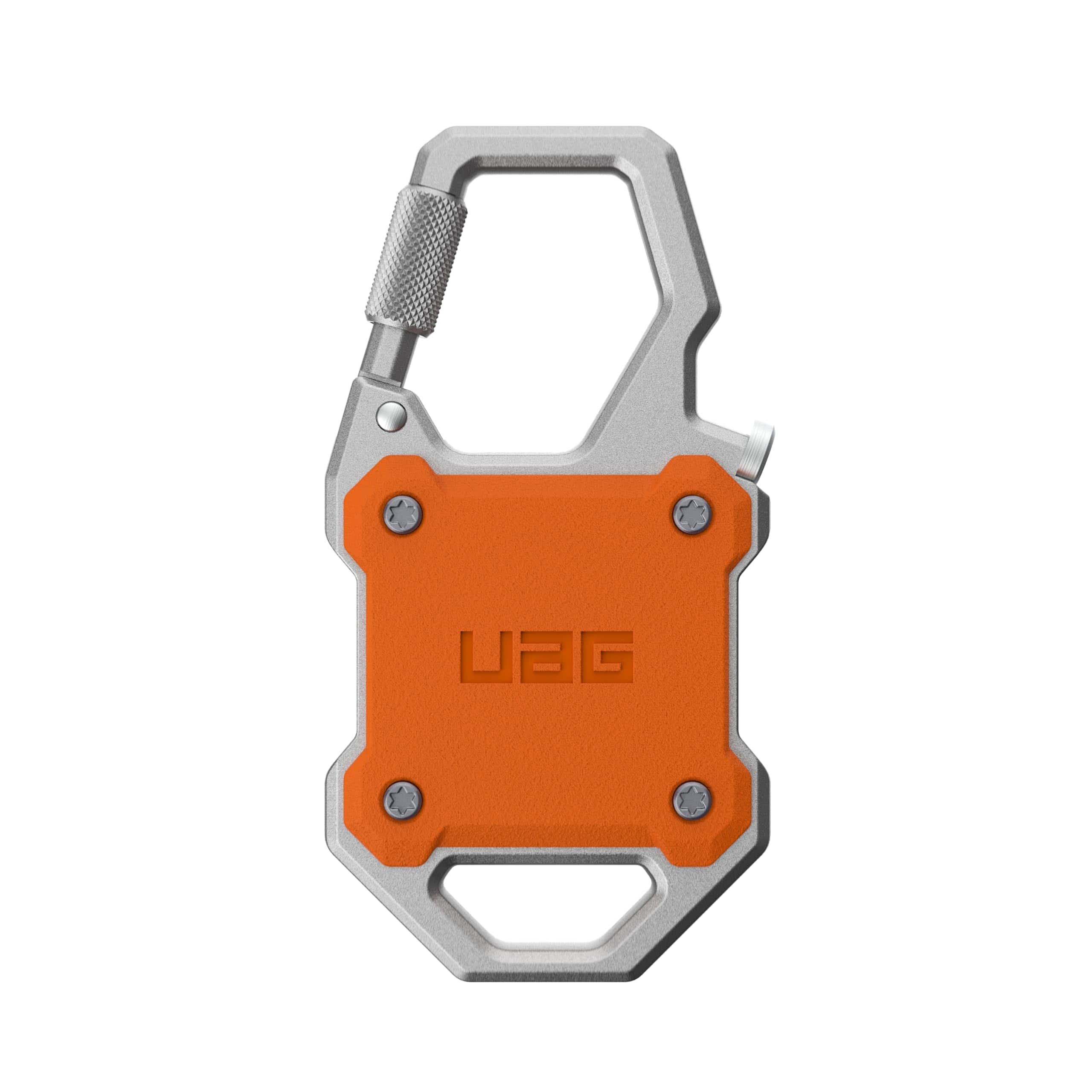 UAG - AirTag Case w Built-in Bottle Opener & Carabiner for Keys, Luggage & Bags - Orange/Silver