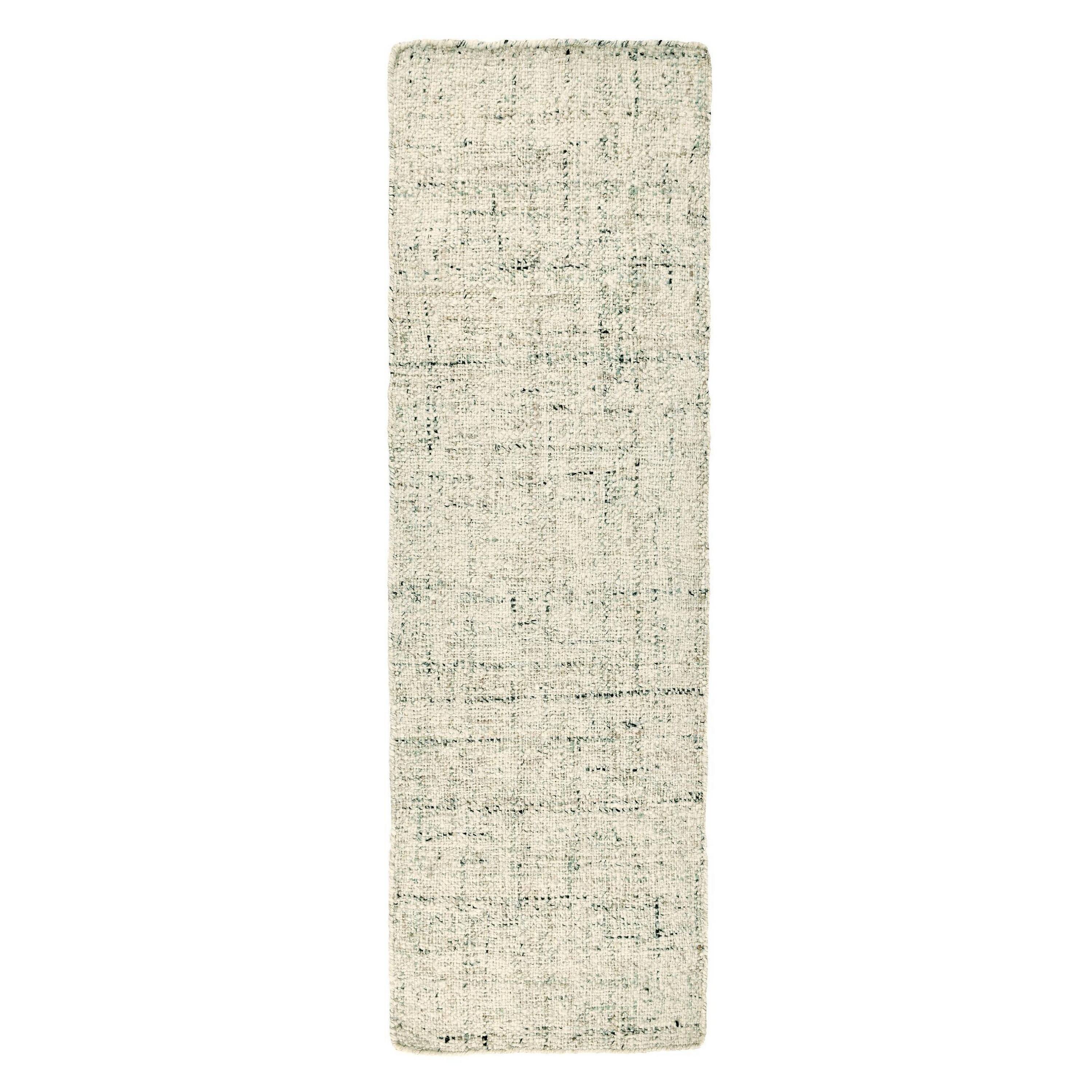 Front. Manhattan Lane - Hallway Runner Rug, Handwoven, Heathered, Natural Jute Wool - Natural Beige, White.