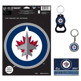 WinCraft - Winnipeg Jets 4-Pack Key Rings and Magnets Set - Multicolor