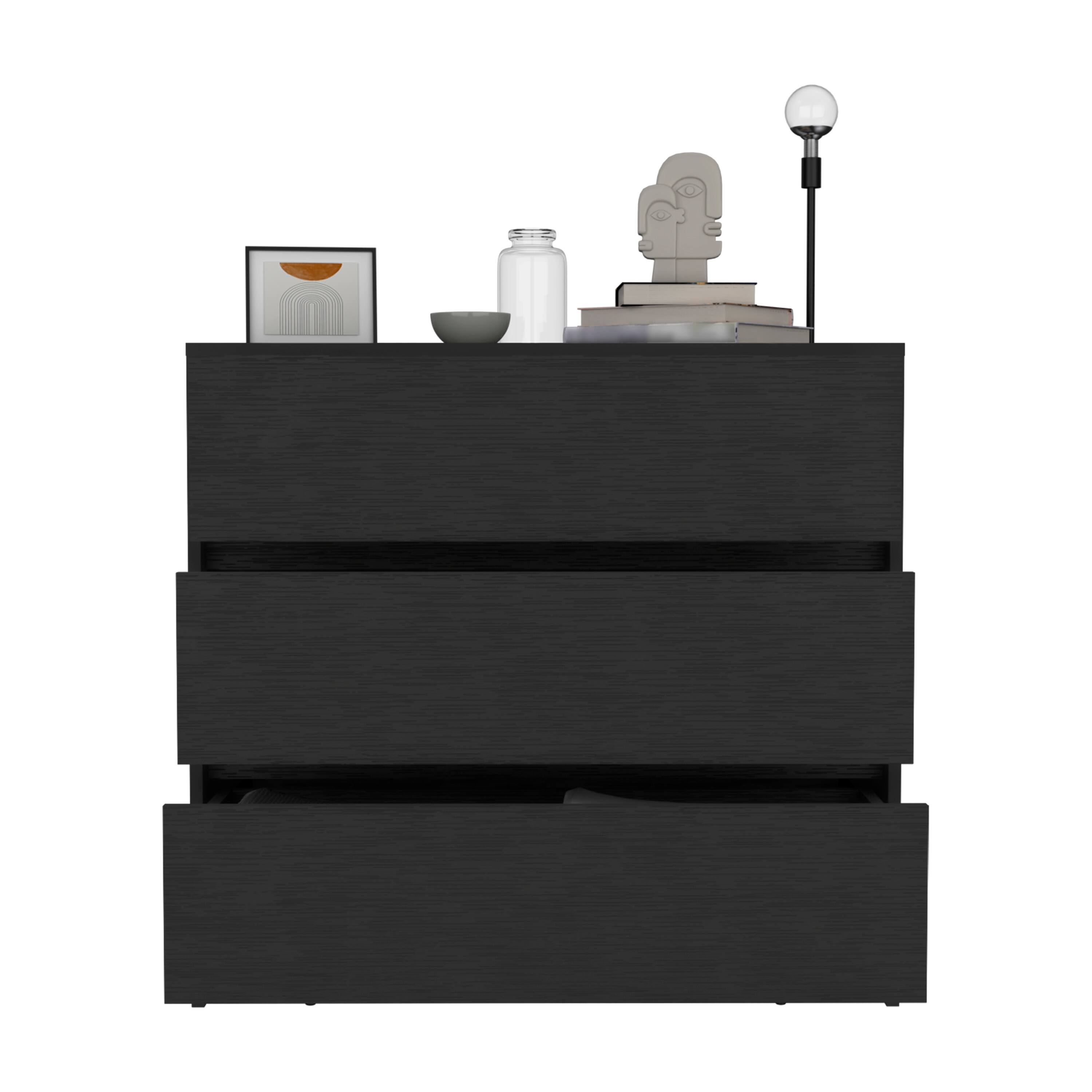 black three drawer dresser Lurian main image 1