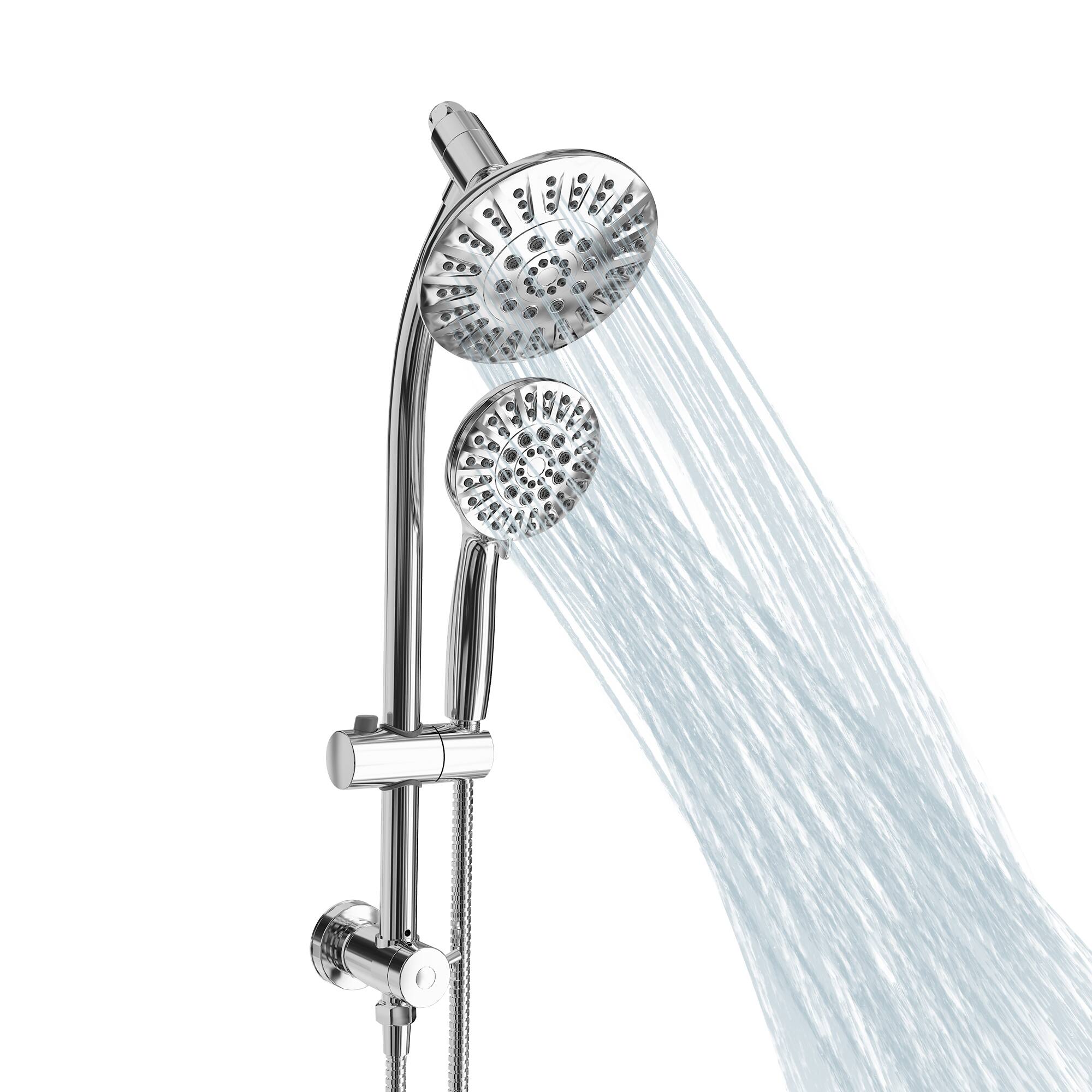 Left. Akicon - Akicon Shower System with High Pressure Rain Shower Head and 6-Mode Handheld Spray Combo in Polished Chrome - Polished Chrome.