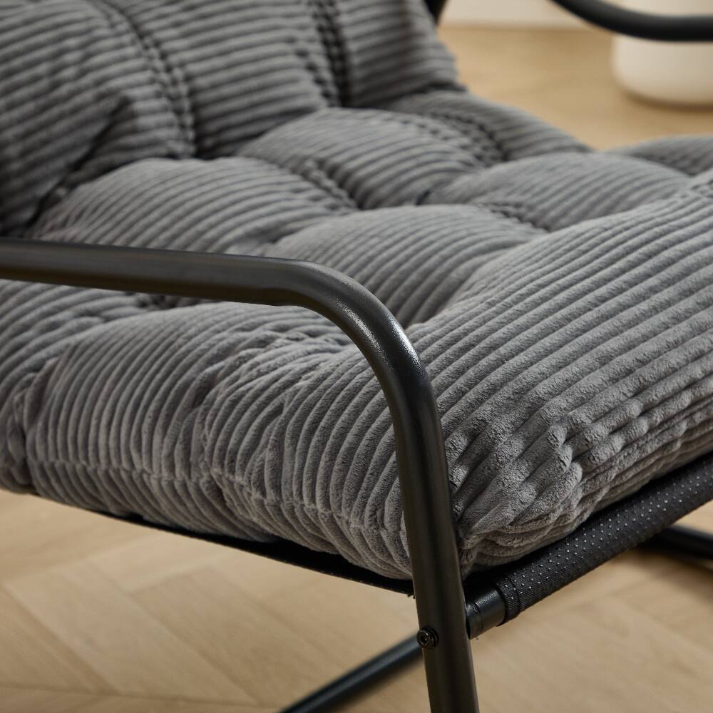 Alt View 7. Loheer - Loheer Outdoor Rocking Chair with Thick Grey Cushion Modern Metal Frame Patio Seating for Adults Living Room Bedroom - Grey.