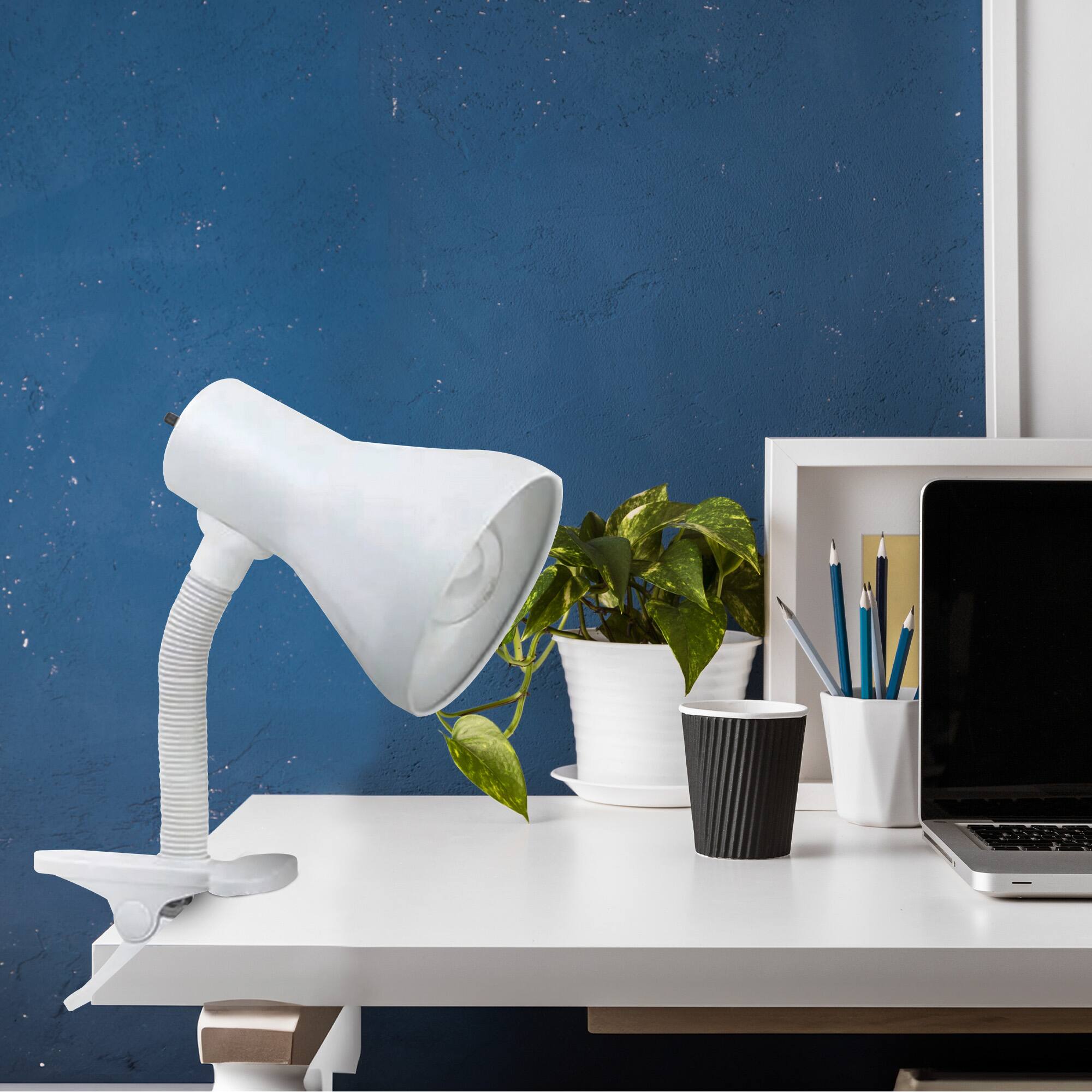 Alt View 2. Globe Electric - Globe Electric 10.25" LED Goose Neck Clip Lamp with Rotary On/Off Switch, White - White.