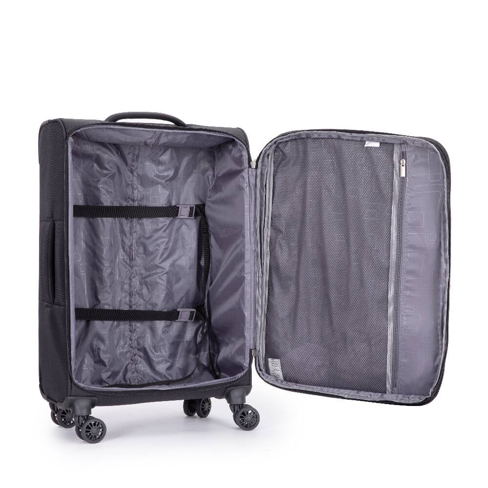 Alt View 7. Ropilly - Ropilly 5 Piece Luggage Set Softshell Suitcase with Spinner Wheels Terylene Polyester Black - Black.
