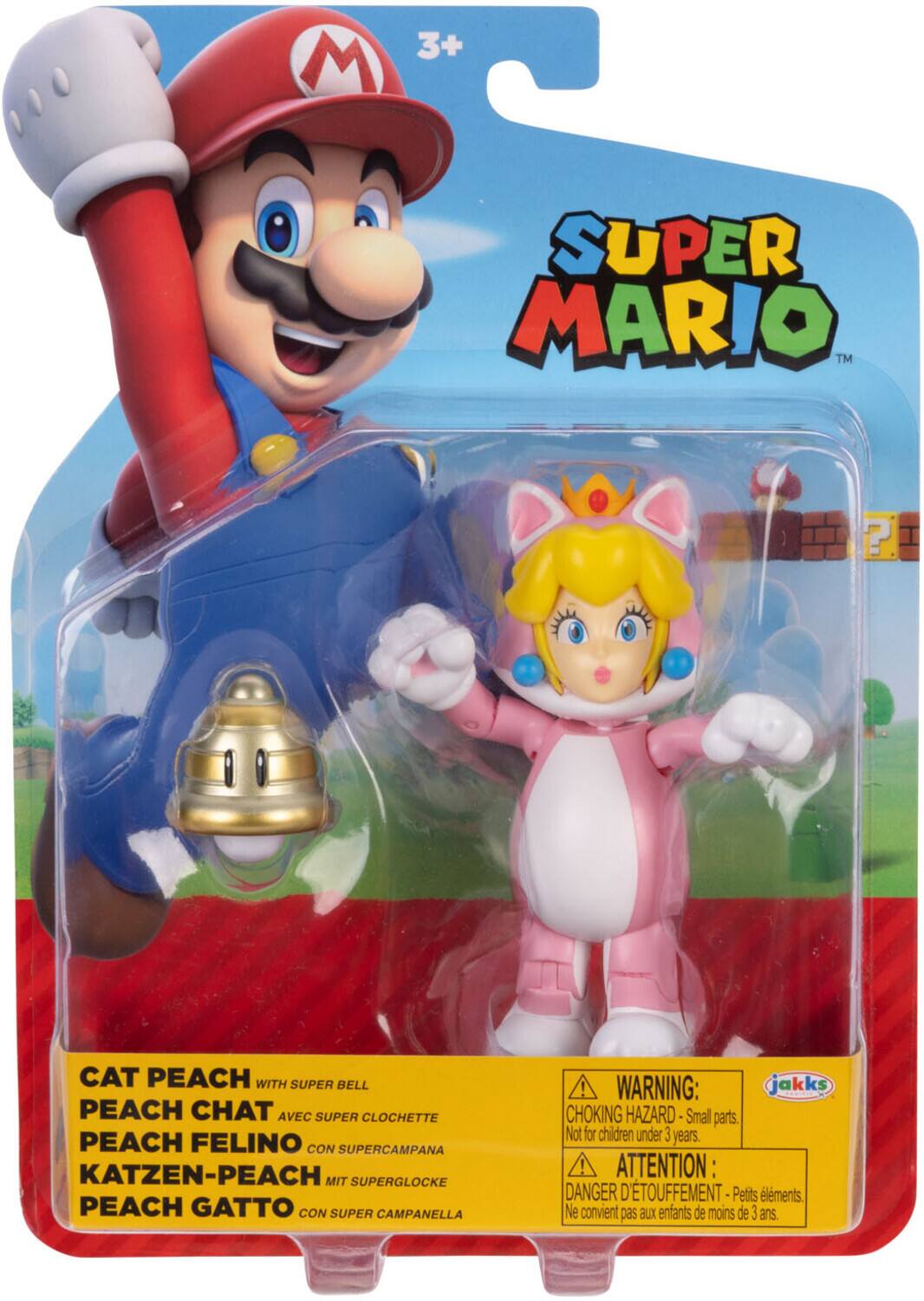 **Super Mario™**

**3+**

**Cat Peach with Super Bell**

- CAT PEACH WITH SUPER BELL
- PEACH CHAT AVEC SUPER CLOCHE
- PEACH FELINO CON SUPERCAMPANA
- KATZEN-PEACH MIT SUPERGLOCKE
- PEACH GATTO CON SUPER CAMPANELLA

**Warning:**
- CHOKING HAZARD - Small parts. Not for children under 3 years.
- ATTENTION : DANGER DE TOUFFEMENT - Petits éléments. Ne convient pas aux enfants de moins de 3 ans.