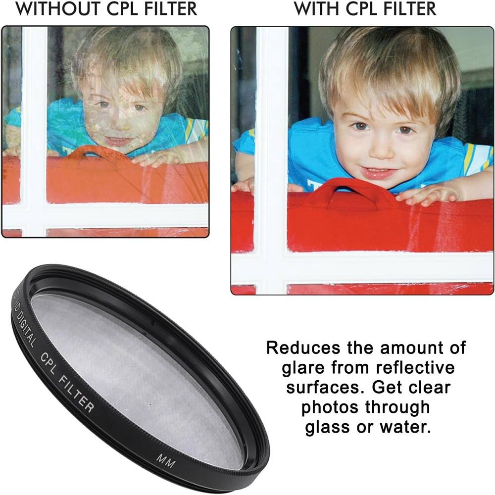 WITHOUT CPL FILTER

WITH CPL FILTER

Reduces the amount of glare from reflective surfaces. Get clear photos through glass or water.

DIGITAL CPL FILTER
MM
