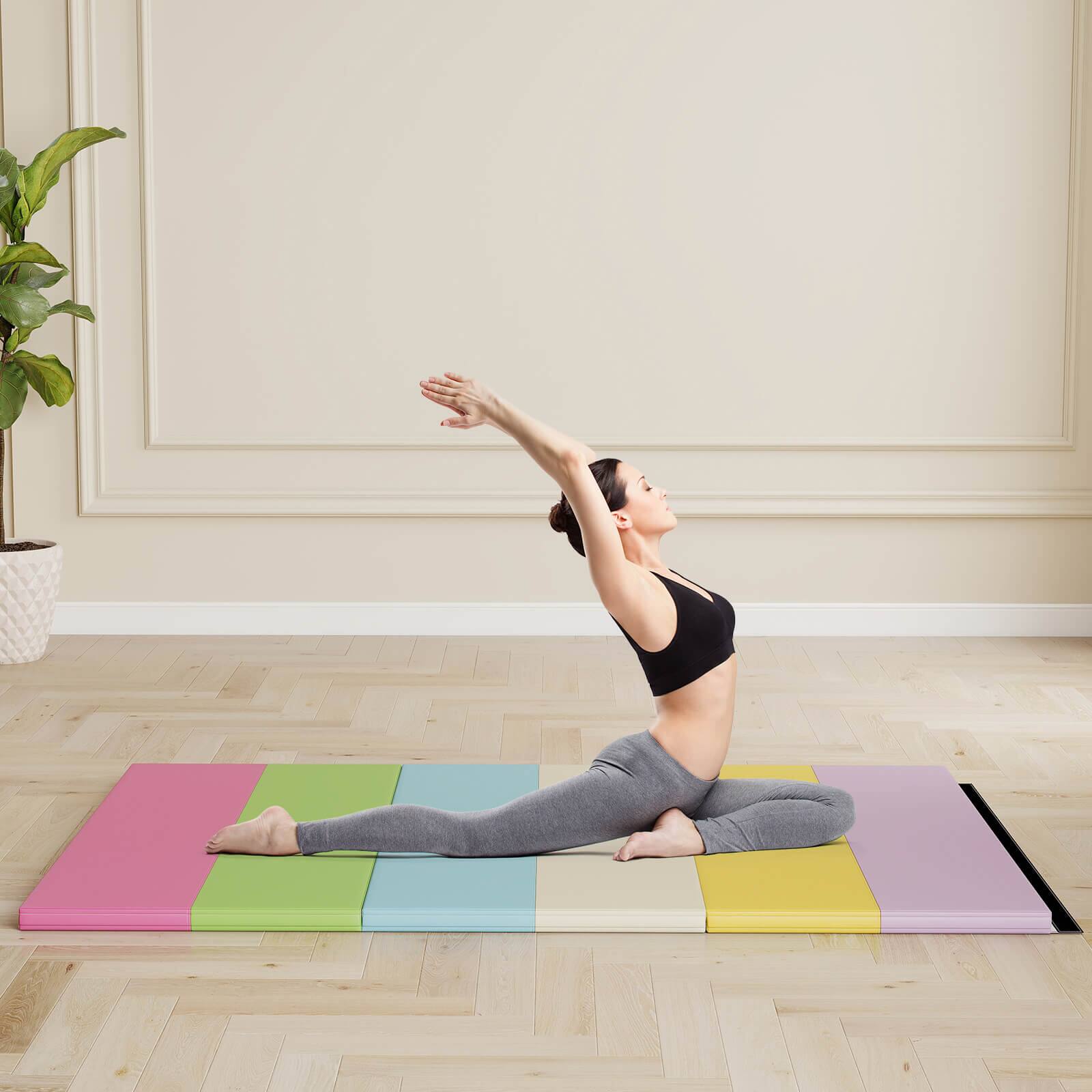Alt View 1. Costway - Costway Tri-Folding Gymnastics Mat 6' x 4' Tumbling Mat for Kids with Carrying Handles - Multicolor.