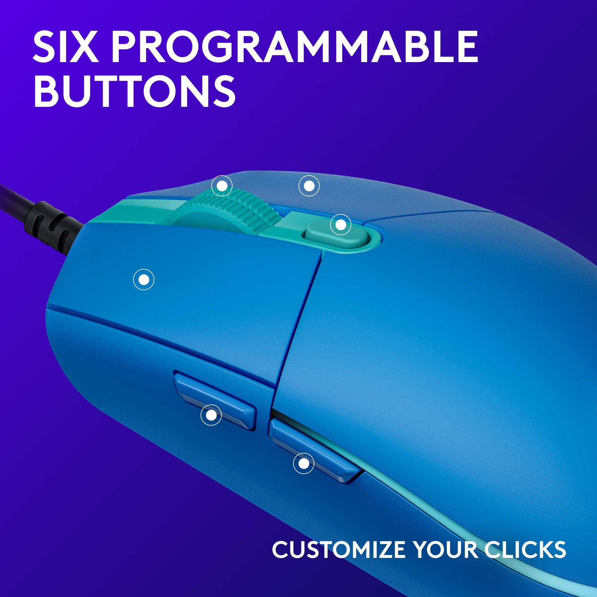 SIX PROGRAMMABLE BUTTONS CUSTOMIZE YOUR CLICKS