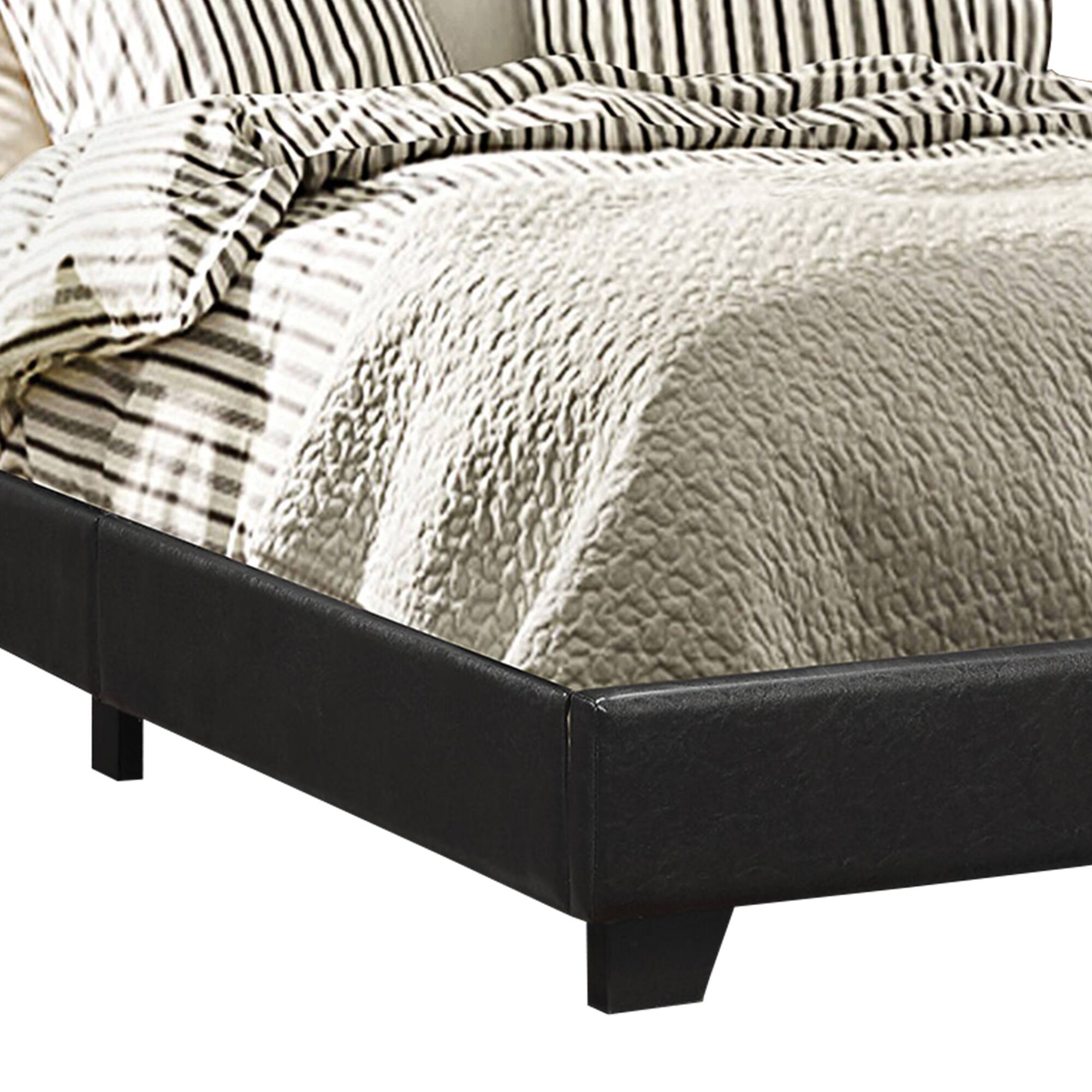 Alt View 3. Manhattan Lane - Leather Upholstered Queen Size Platform Bed - Black.