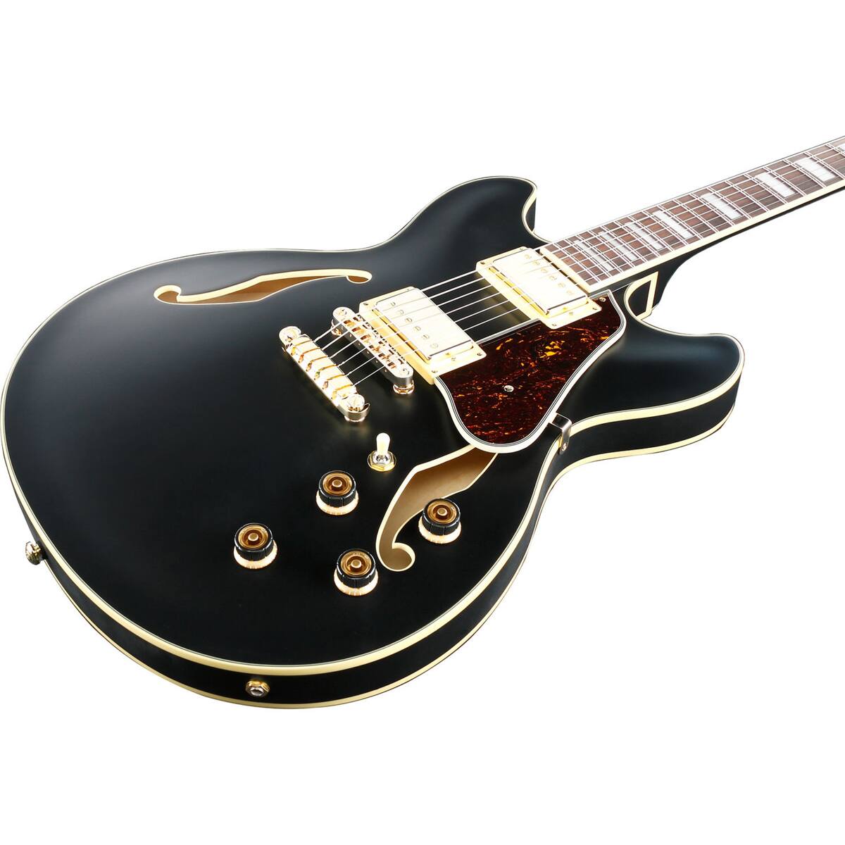 Alt View 3. Ibanez - Ibanez AS Artcore AS73G Electric Guitar, Bound Rosewood Fretboard, Black Flat.