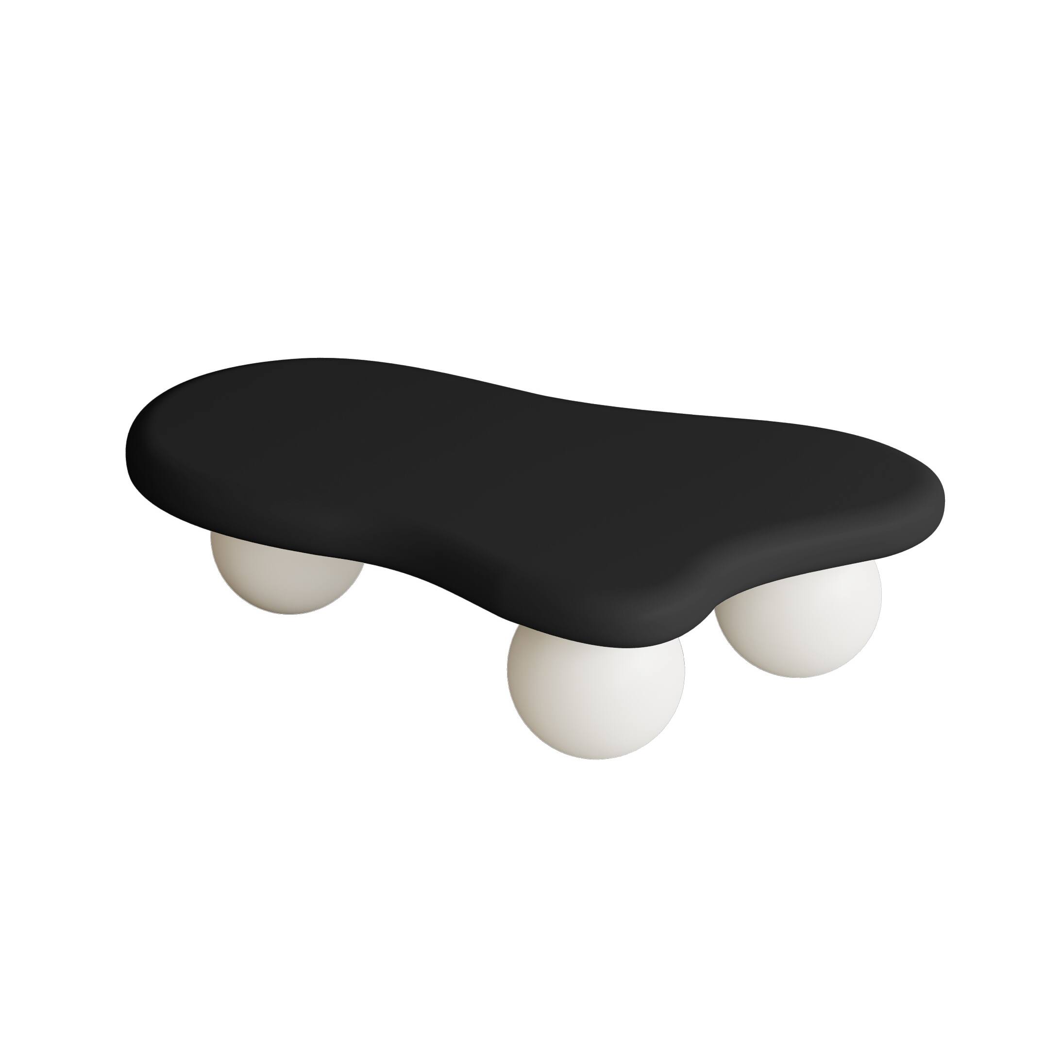 Alt View 3. Loheer - Loheer Cloud Coffee Table Irregular Black Top Center Table For Living Room 47 Inch White Ball Legs - Black White.