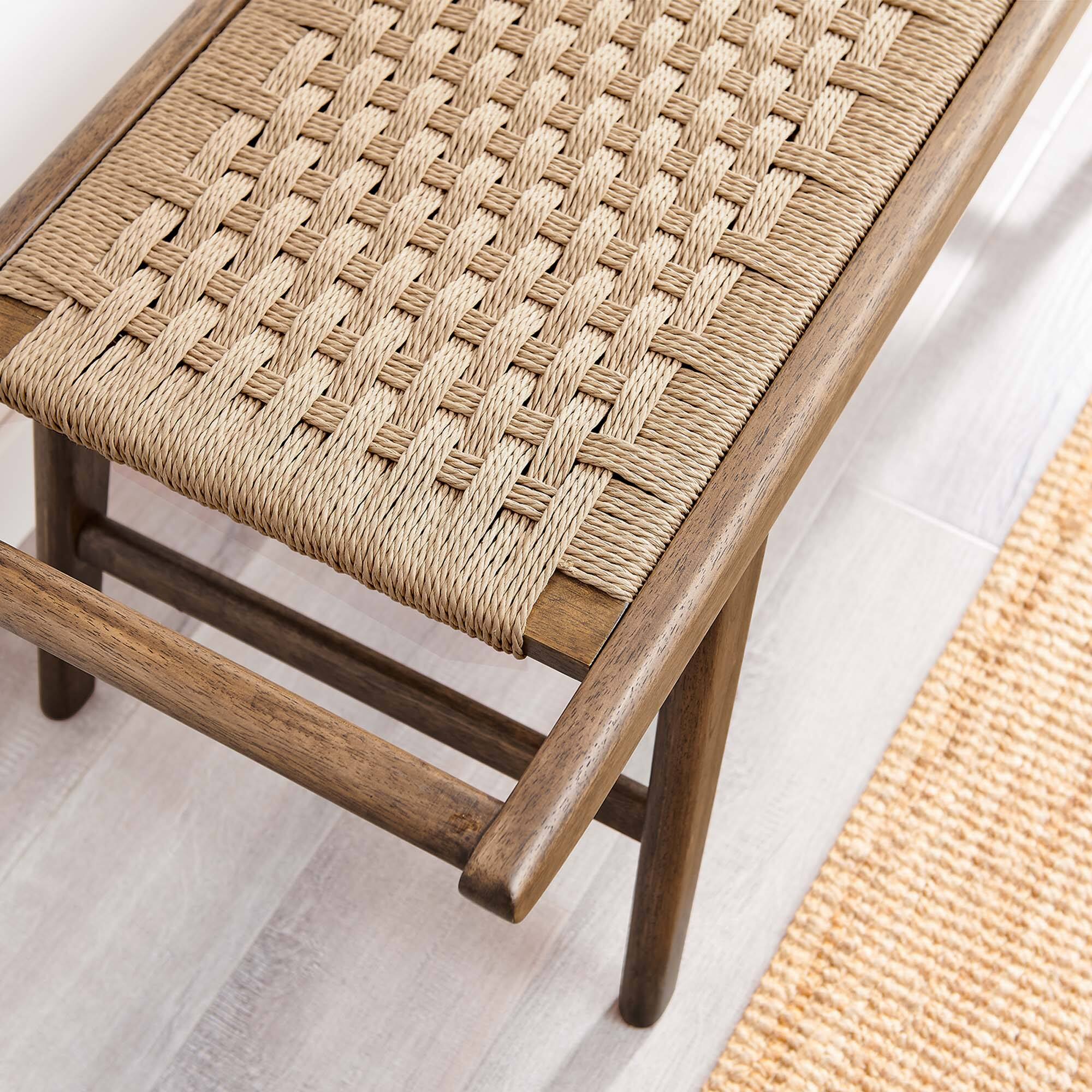 Alt View 4. Modway - Saoirse 47" Wove Rope Wood Bench by Modway - Brown.