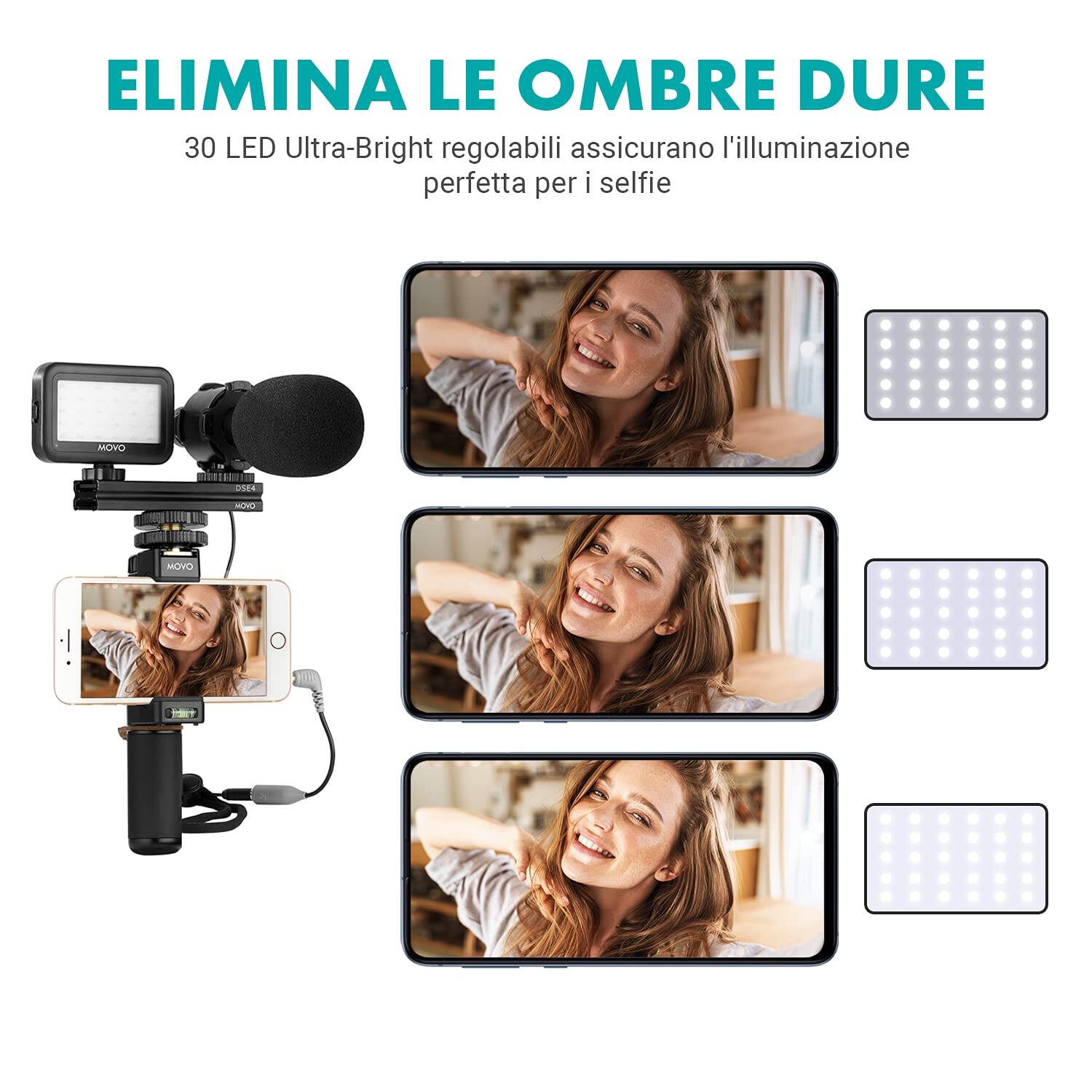 ELIMINA LE OMBRE DURE

30 LED Ultra-Bright regolabili assicurano l'illuminazione perfetta per i selfie