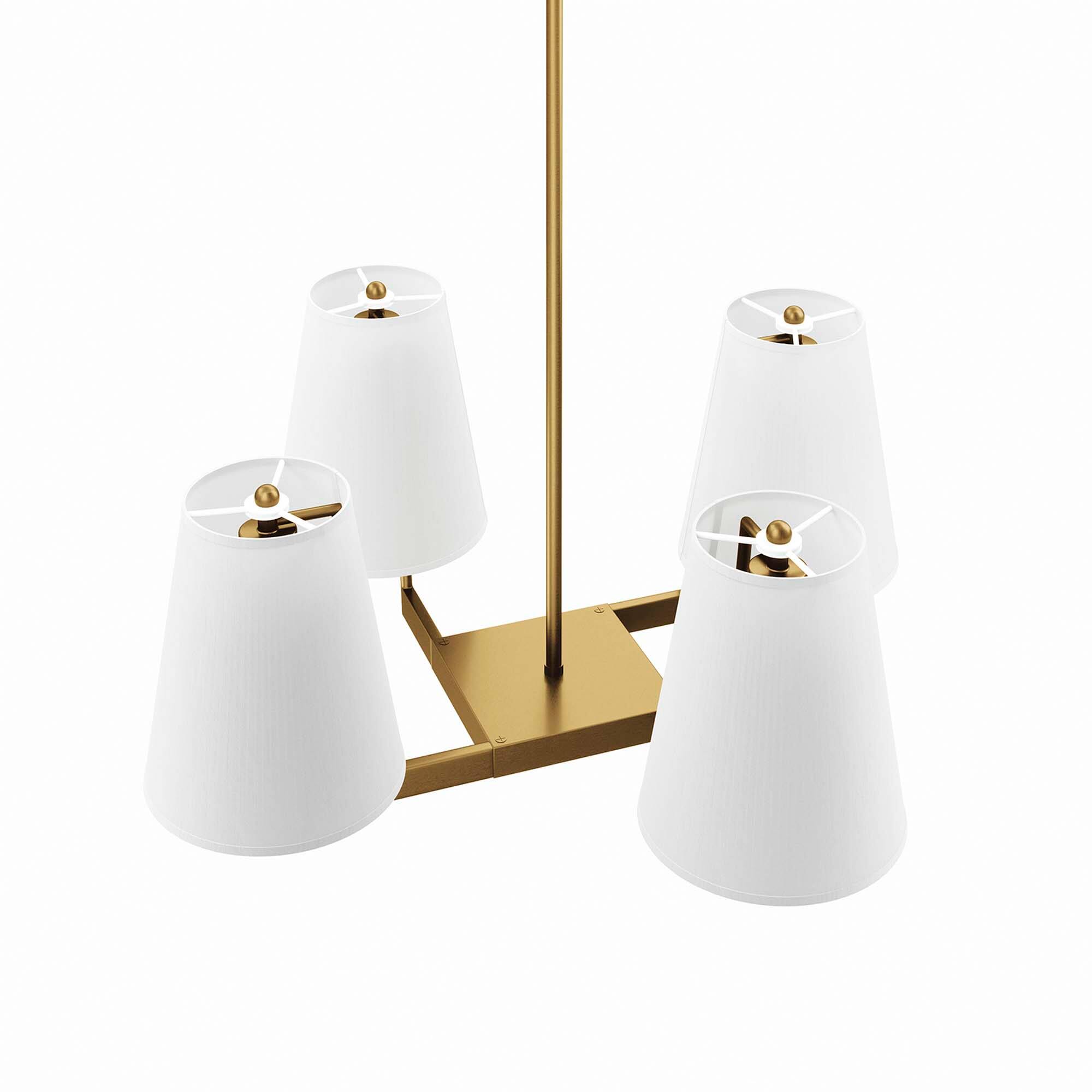 Alt View 5. Modway - Mercer 4-Light Pendant Light by Modway - White Satin Brass.