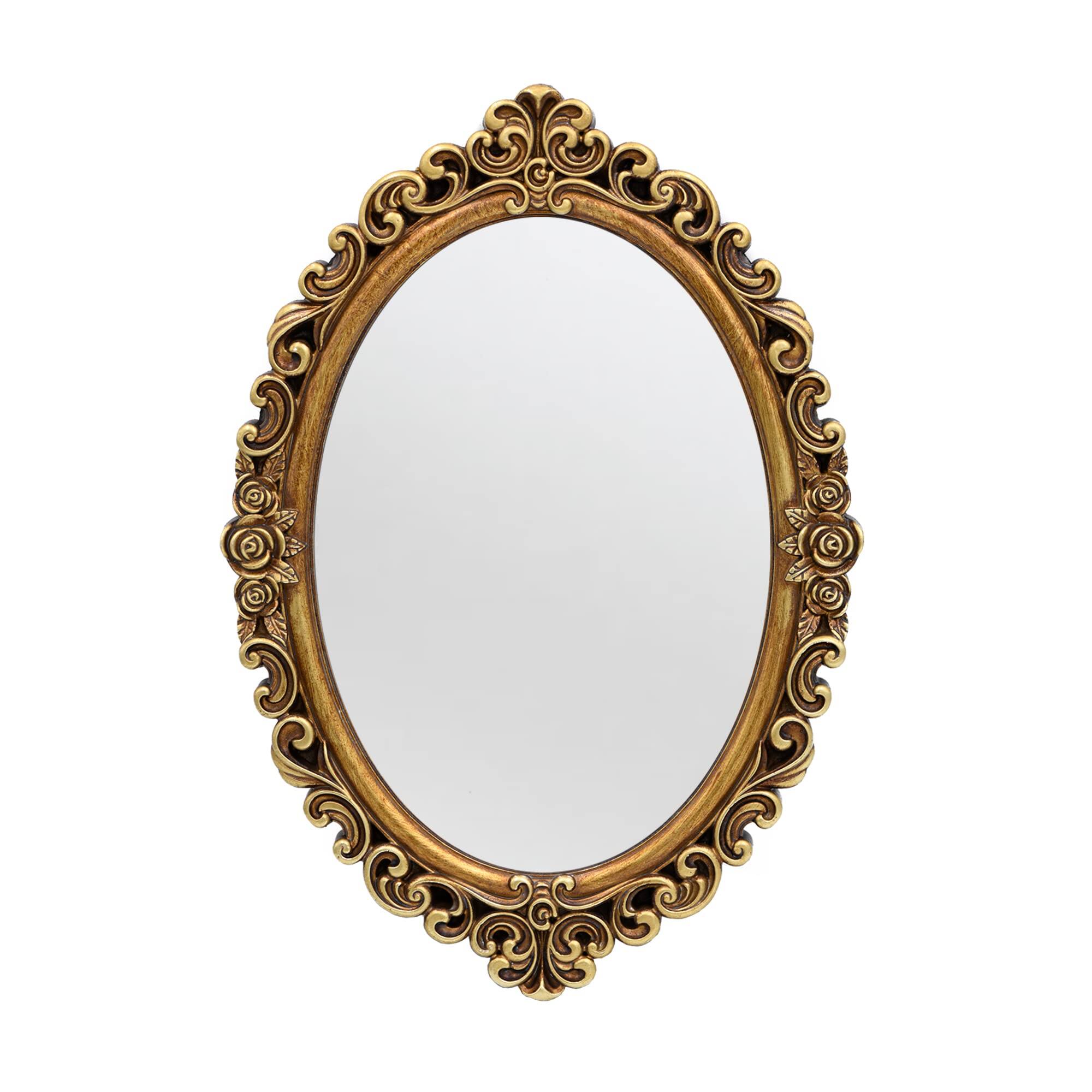 Front. Live At Space - Oval Small Wall Mirror Vintage Hanging Mirrors For Bedroom Living-room Dresser Decor (gold Frame Size:12 X 8.3 Inch) - Gold-20.4"L x 14.5"W.