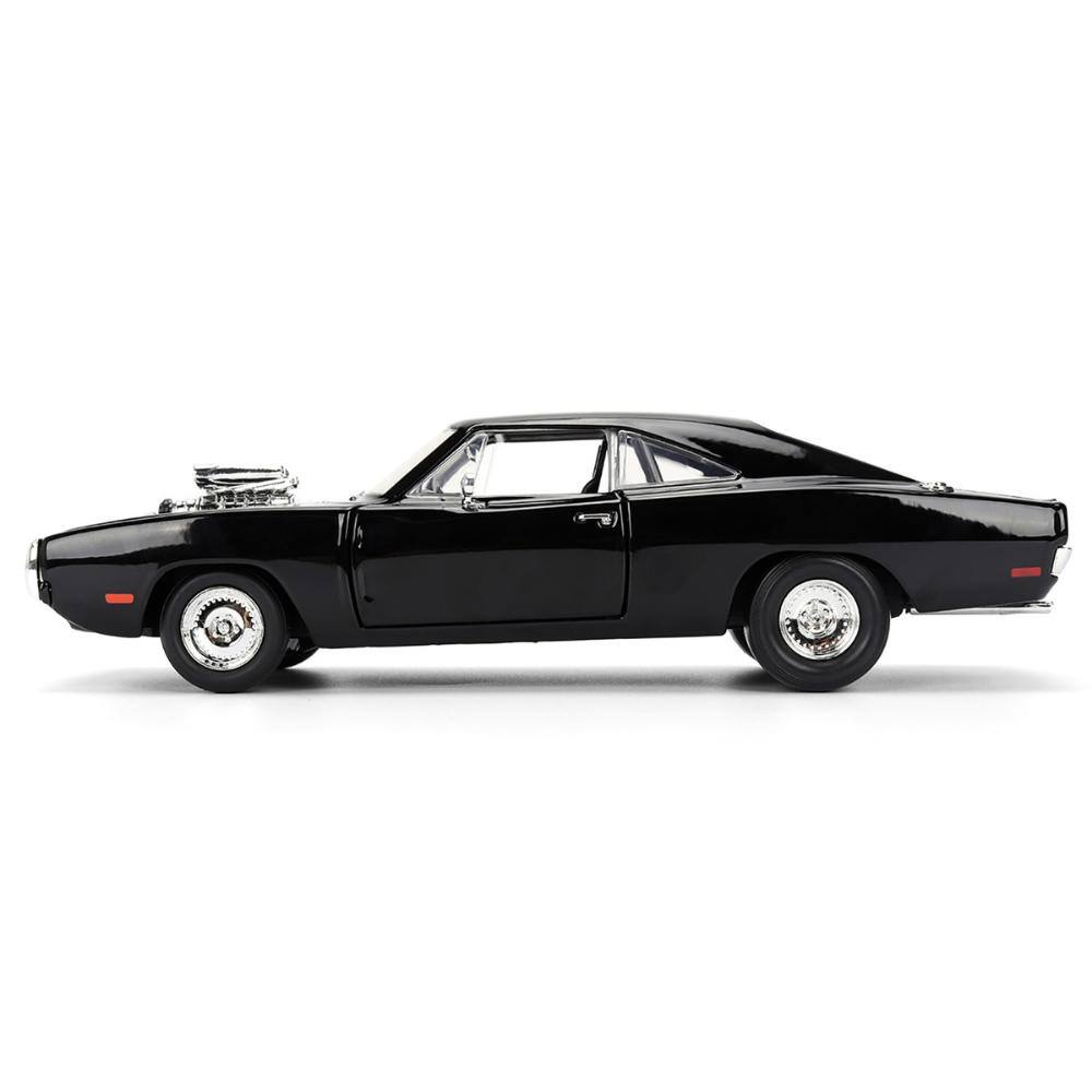 Left. Jada - Dom's 1970 Dodge Charger R/T Black "F9" (2021) Movie "Fast & Furious" Series 1/24 - Black.