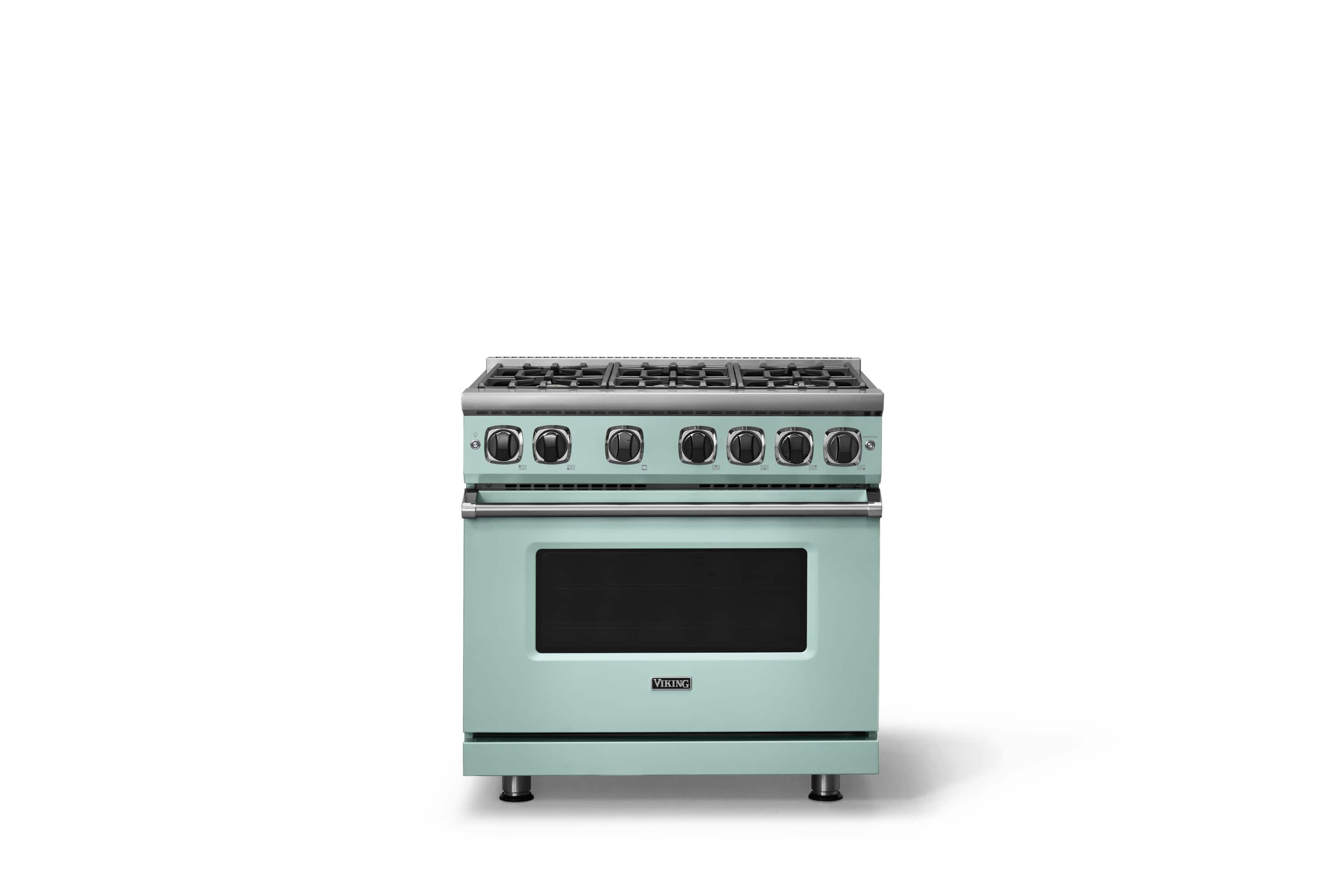 Front. Viking - Pro 7 Series 5.6 Cu. Ft. Freestanding Sealed 4 Burner Gas Convection Range - Splash - Splash.