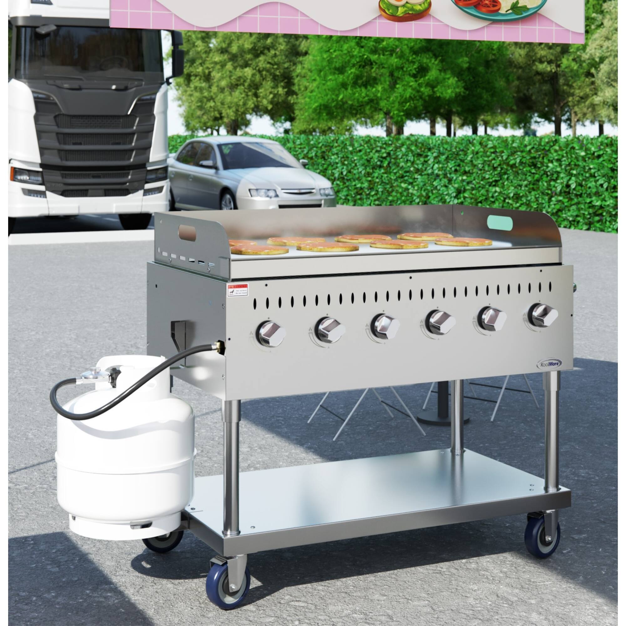 Alt View 1. Koolmore - 48 in. Commercial Outdoor Propane Gas Grill with Griddle, ETL Listed in Stainless-Steel (CGKIT4-48G) - Stainless Steel.