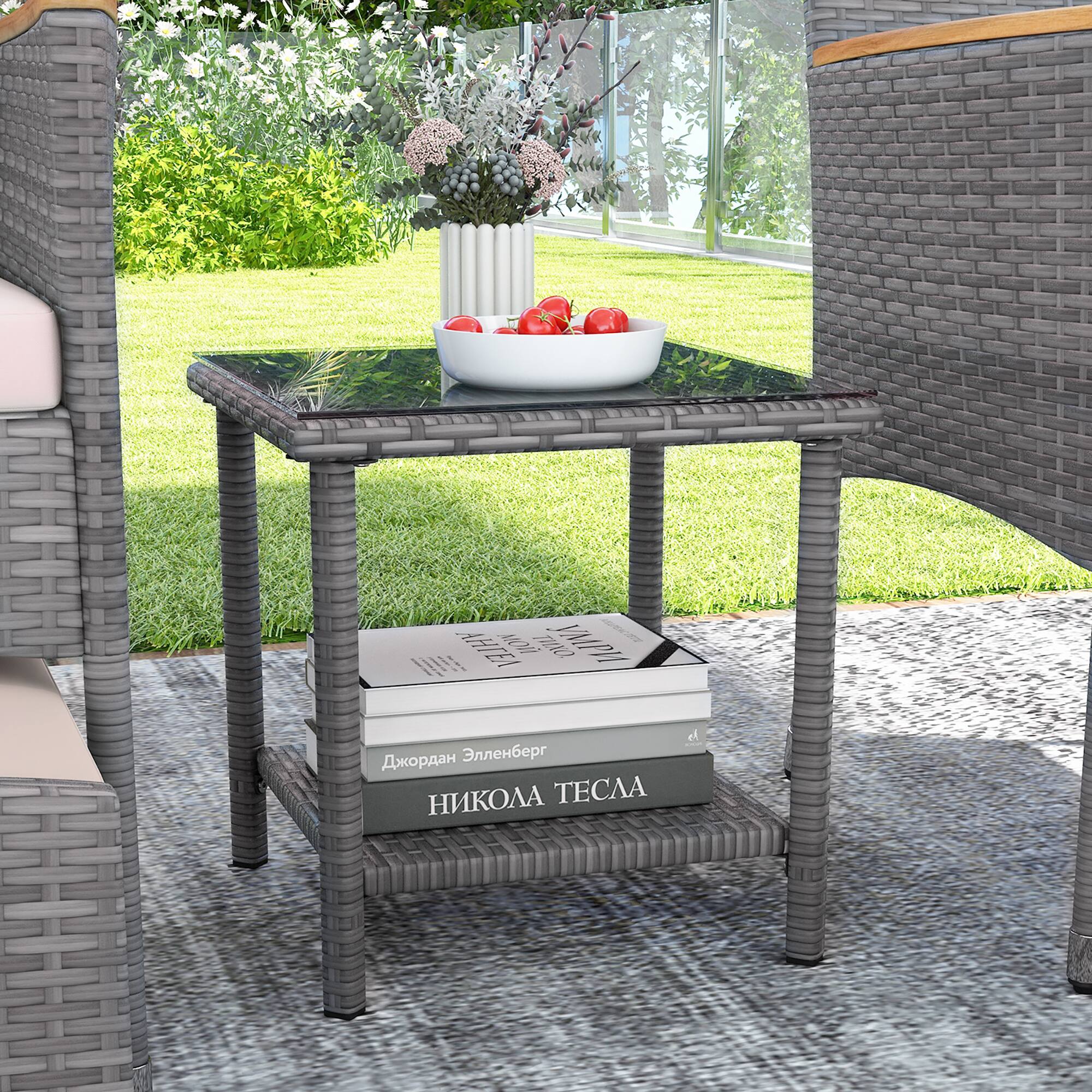 Alt View 3. Gymax - Gymax 5 Pieces Wicker Patio Furniture Set PE Rattan Porch Chairs w/ Ottomans - Beige.