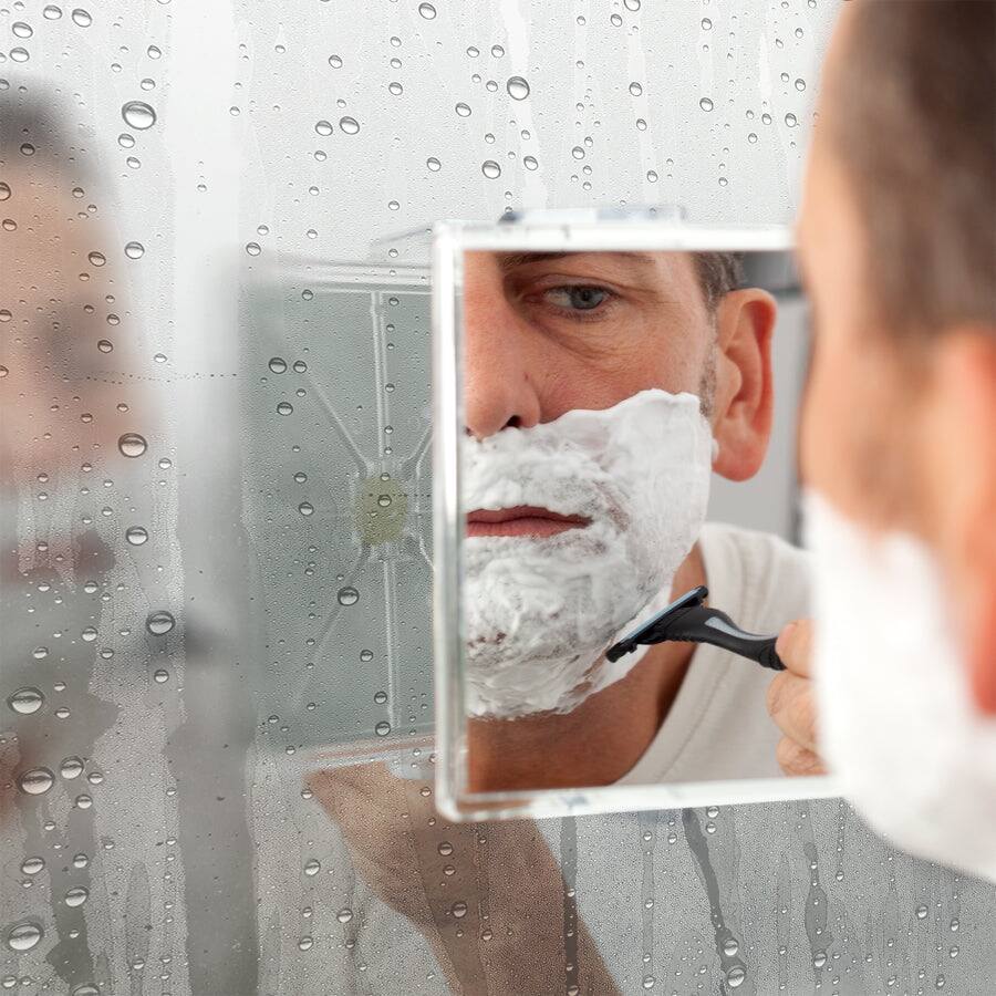 Left. Zadro - Fogless Swiveling Wall Mounted Shower Mirror with 2X Magnification & Suction Cups - Clear.